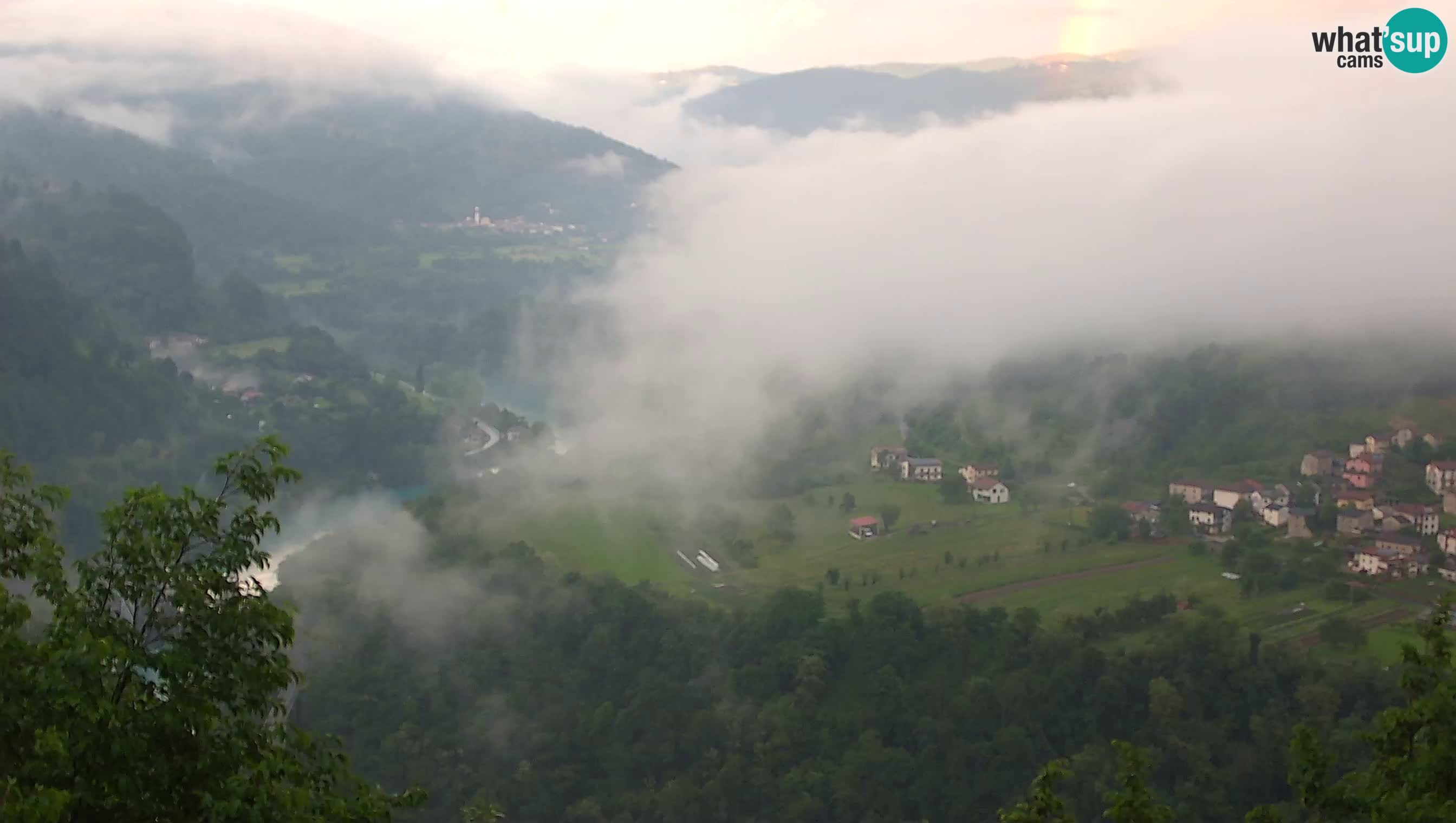 Live Webcam Kanal ob Soči – View to Soča river, Ajba, Bodrež and Ročinj