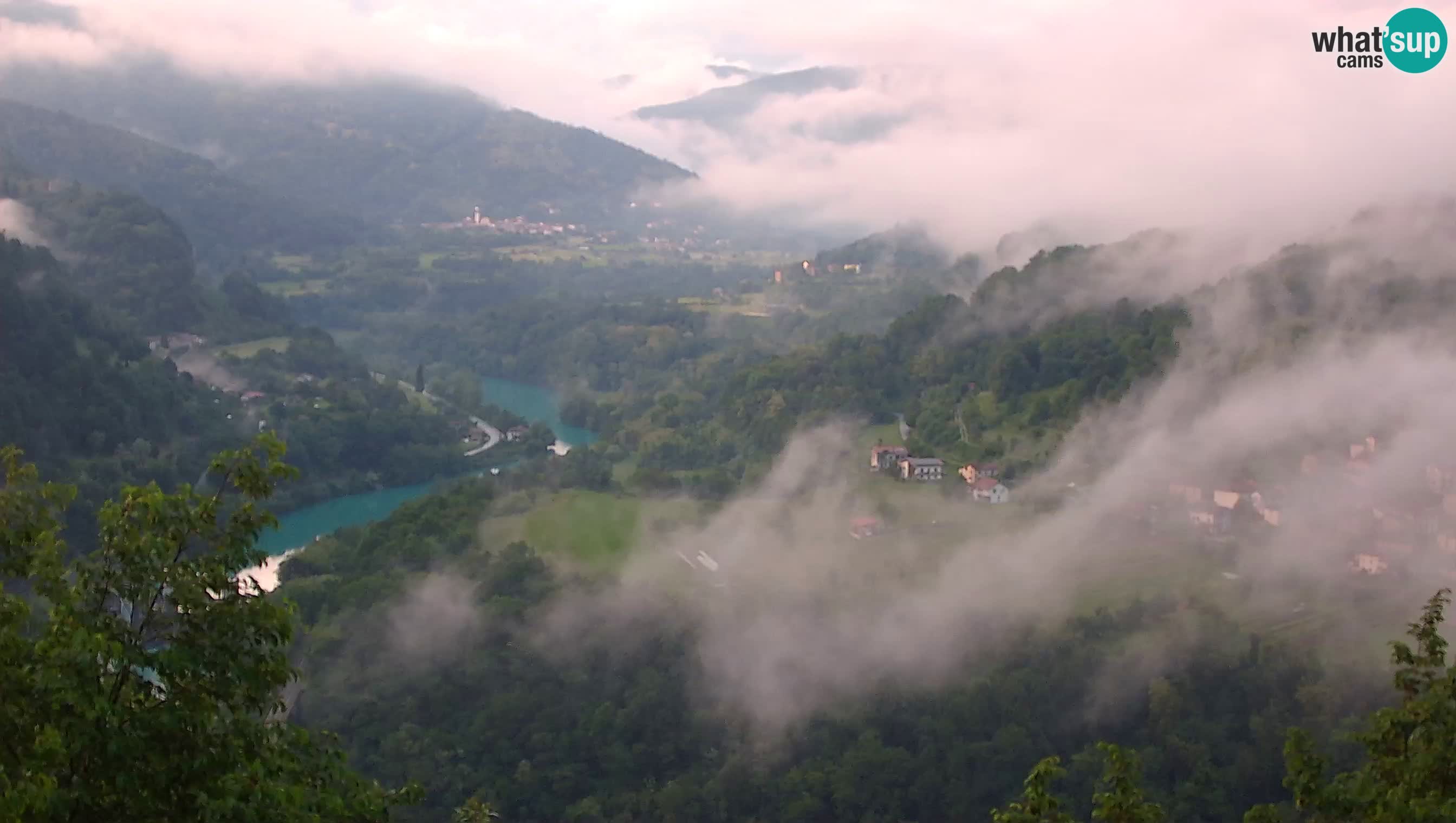 Live Webcam Kanal ob Soči – View to Soča river, Ajba, Bodrež and Ročinj