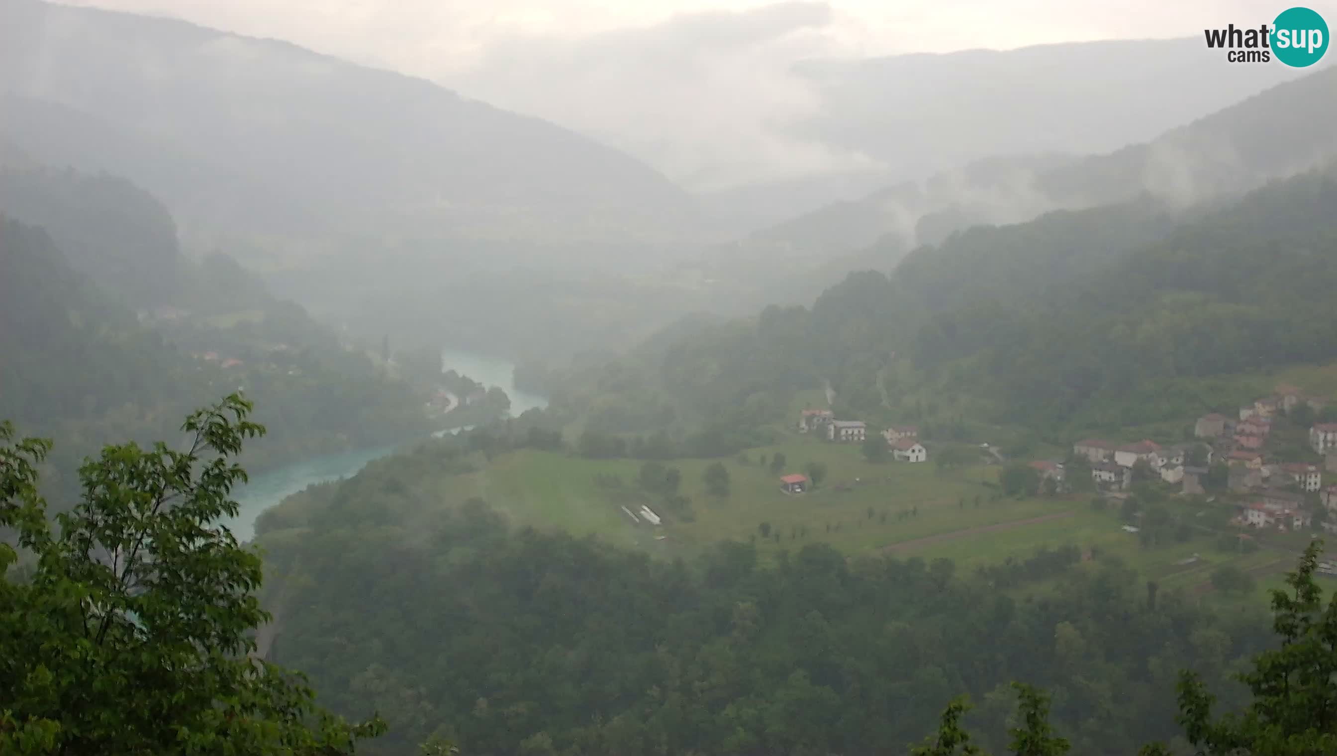 Live Webcam Kanal ob Soči – View to Soča river, Ajba, Bodrež and Ročinj