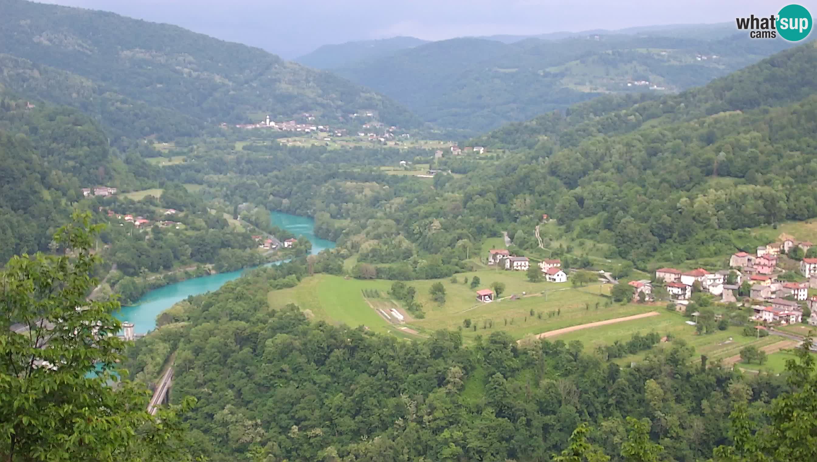 Live Webcam Kanal ob Soči – View to Soča river, Ajba, Bodrež and Ročinj