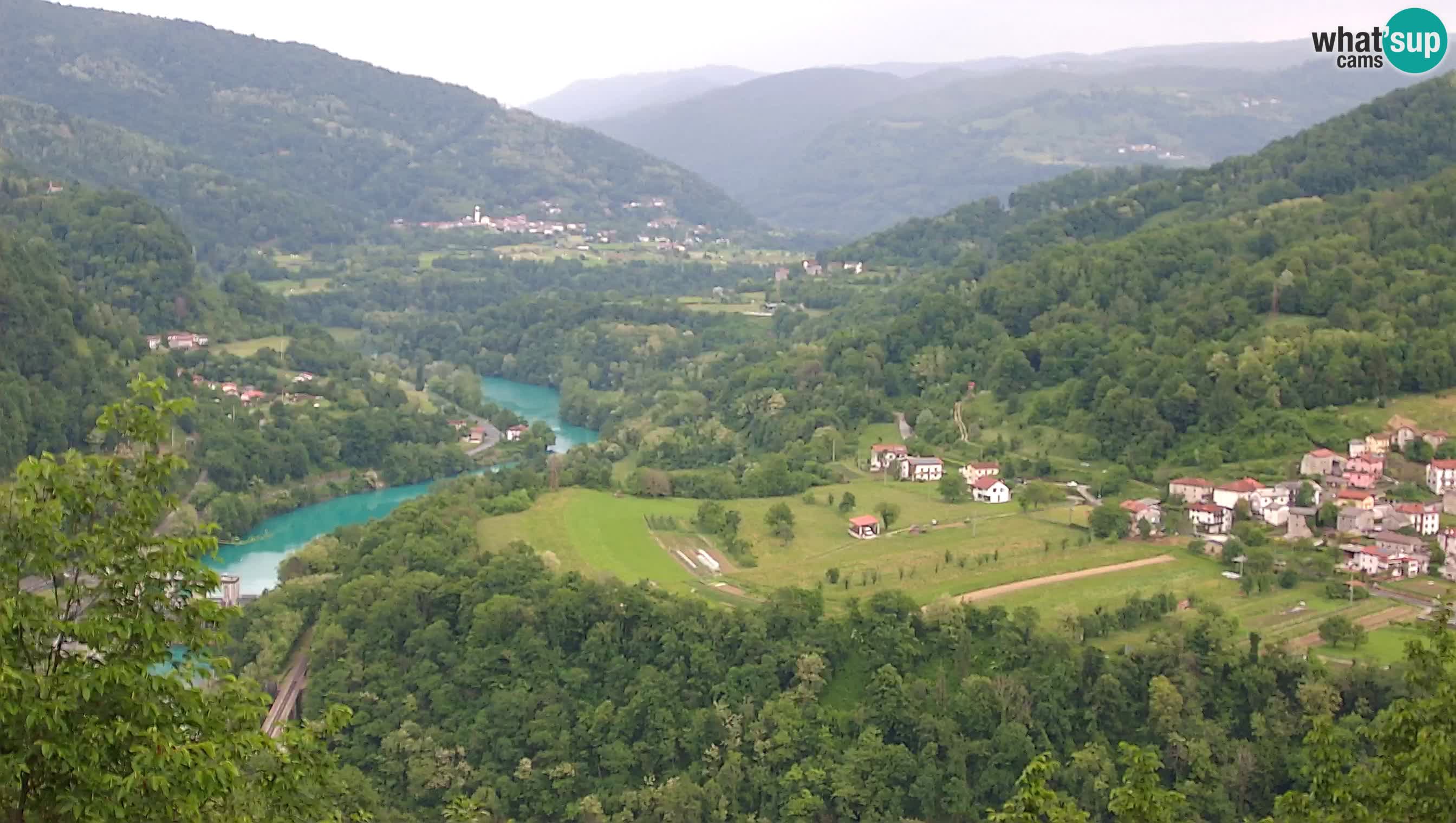 Live Webcam Kanal ob Soči – View to Soča river, Ajba, Bodrež and Ročinj