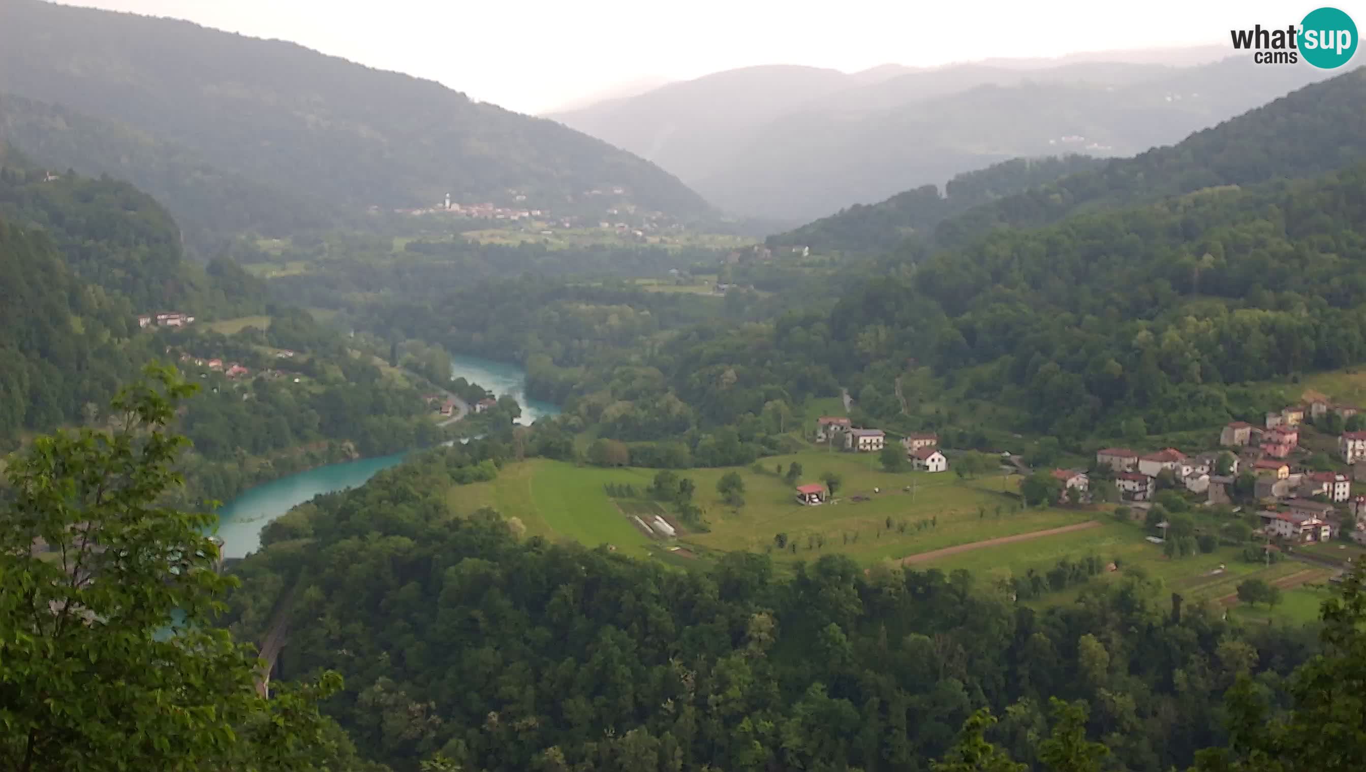 Live Webcam Kanal ob Soči – Blick auf den Fluss Soča, Ajba, Bodrež und Ročinj