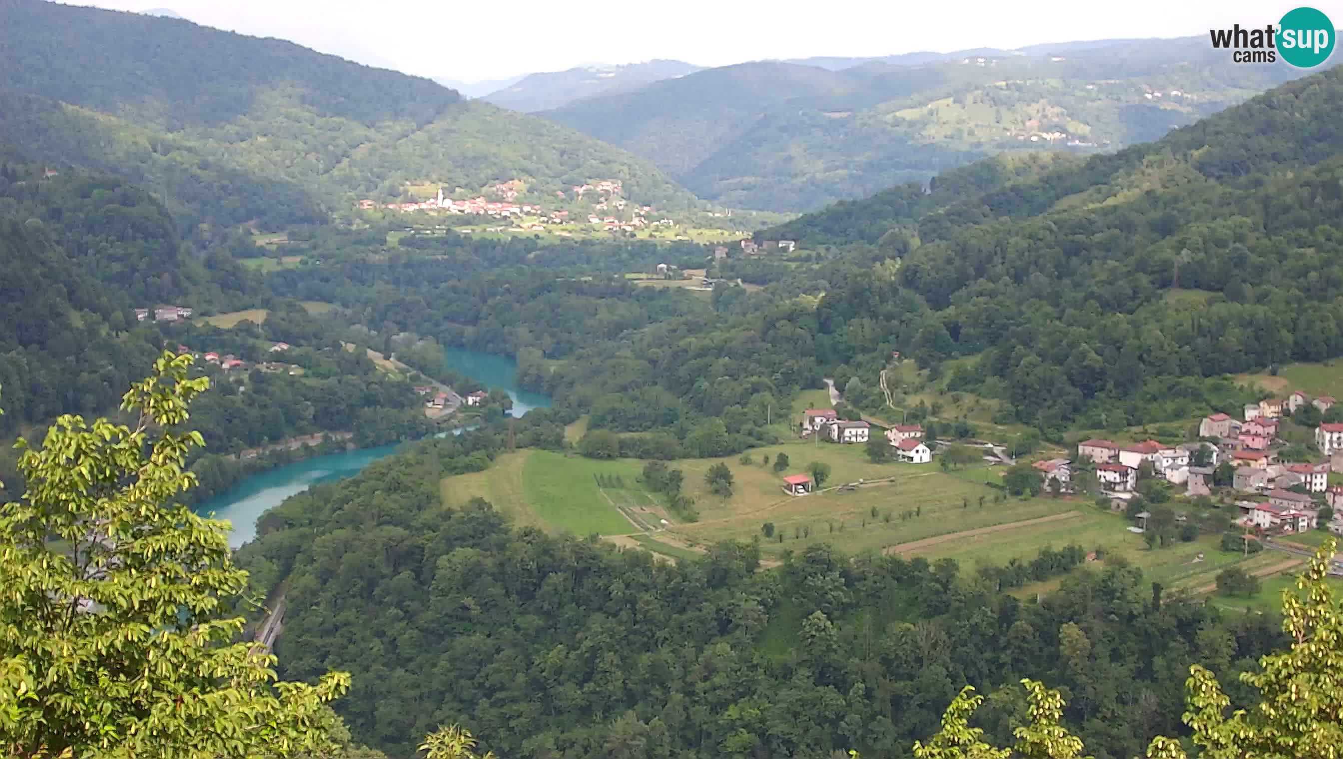 Live Webcam Kanal ob Soči – Blick auf den Fluss Soča, Ajba, Bodrež und Ročinj