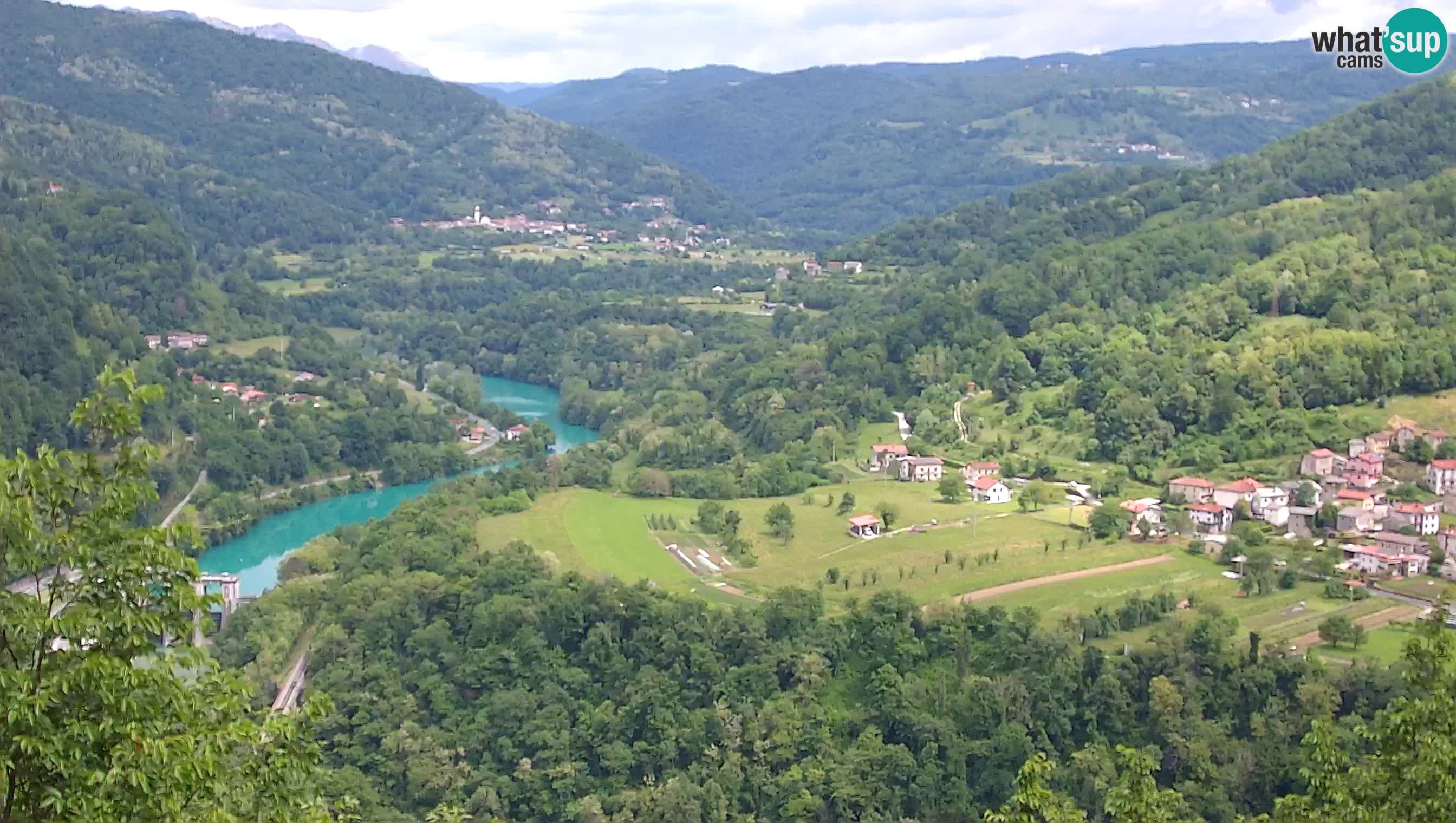 Spletna kamera Kanal ob Soči – pogled na Sočo, Ajbo, Bodrež in Ročinj