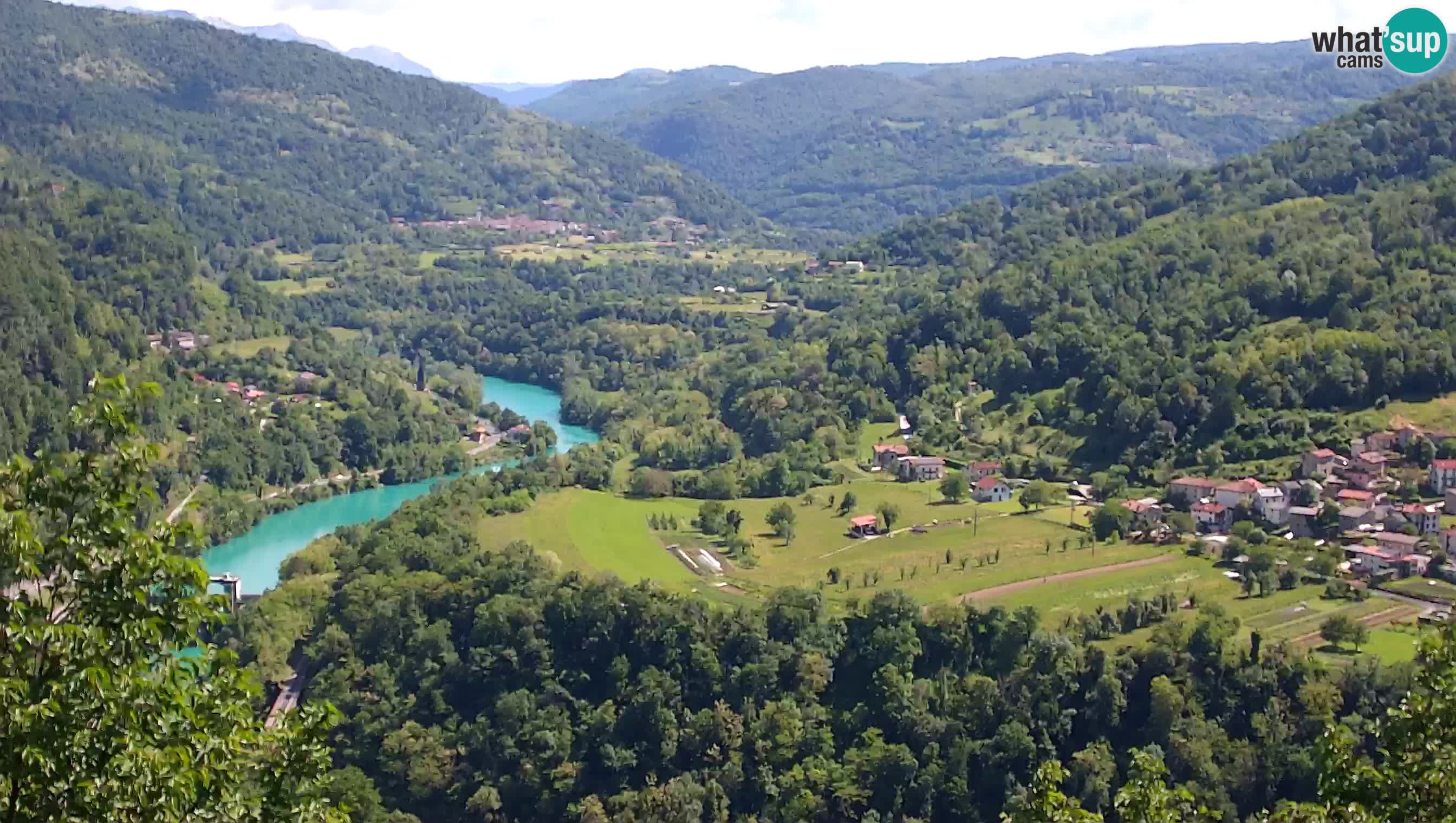 Live Webcam Kanal ob Soči – Vista sul fiume Isonzo, Ajba, Bodrež e Ročinj