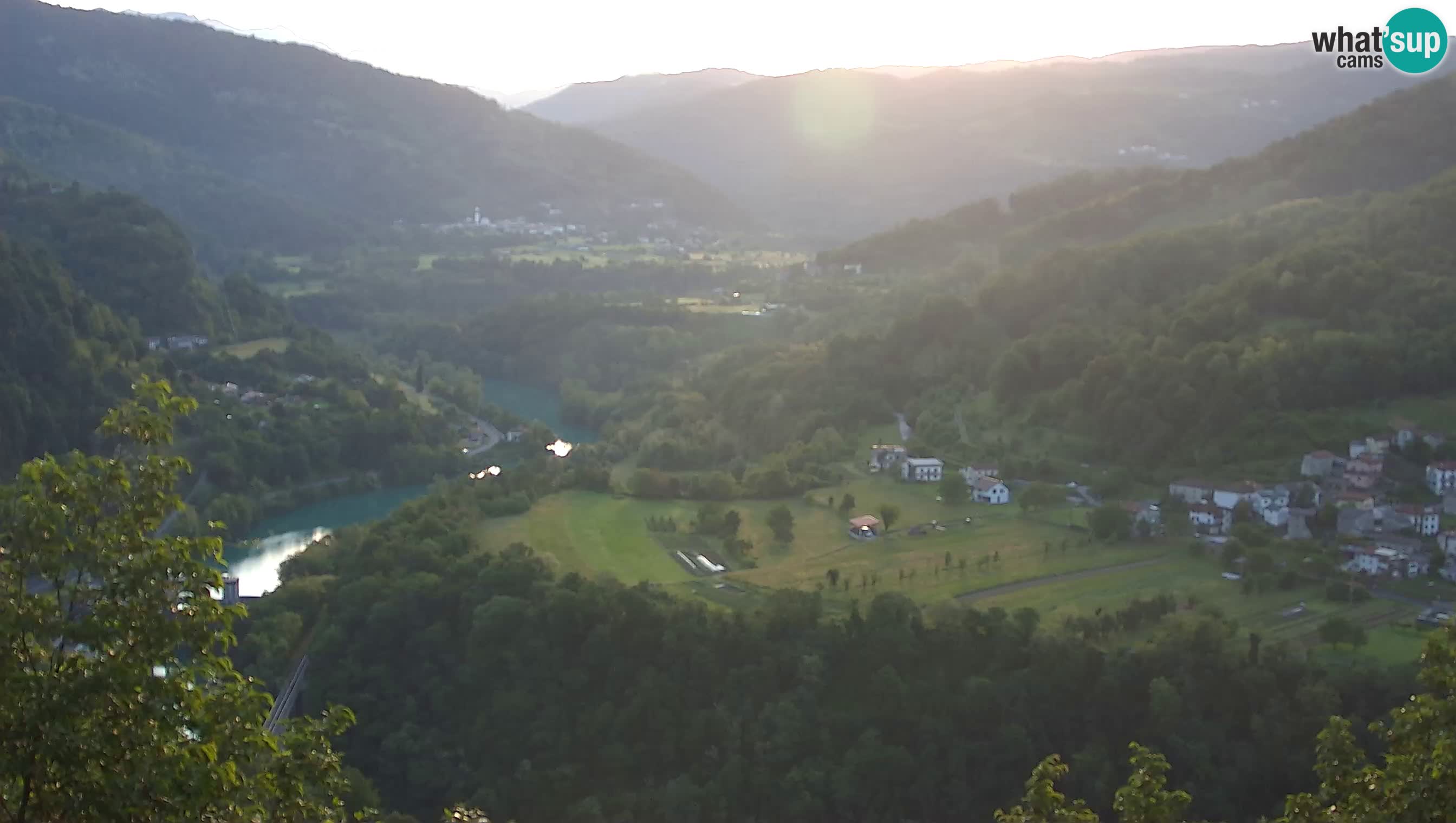 Live Webcam Kanal ob Soči – Blick auf den Fluss Soča, Ajba, Bodrež und Ročinj