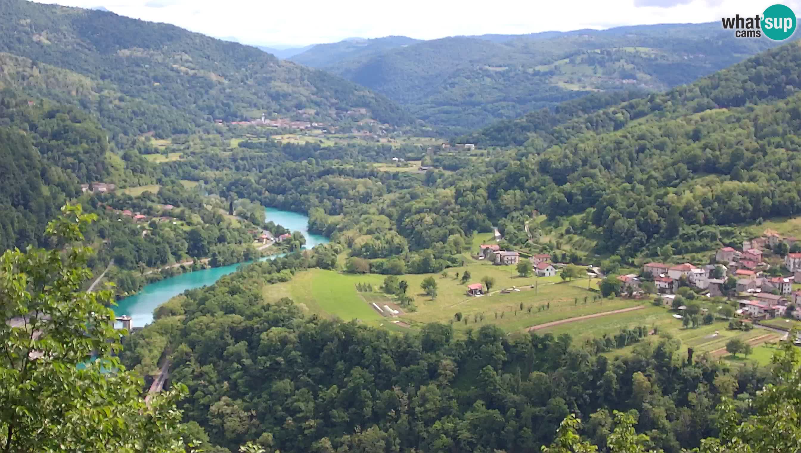 Spletna kamera Kanal ob Soči – pogled na Sočo, Ajbo, Bodrež in Ročinj