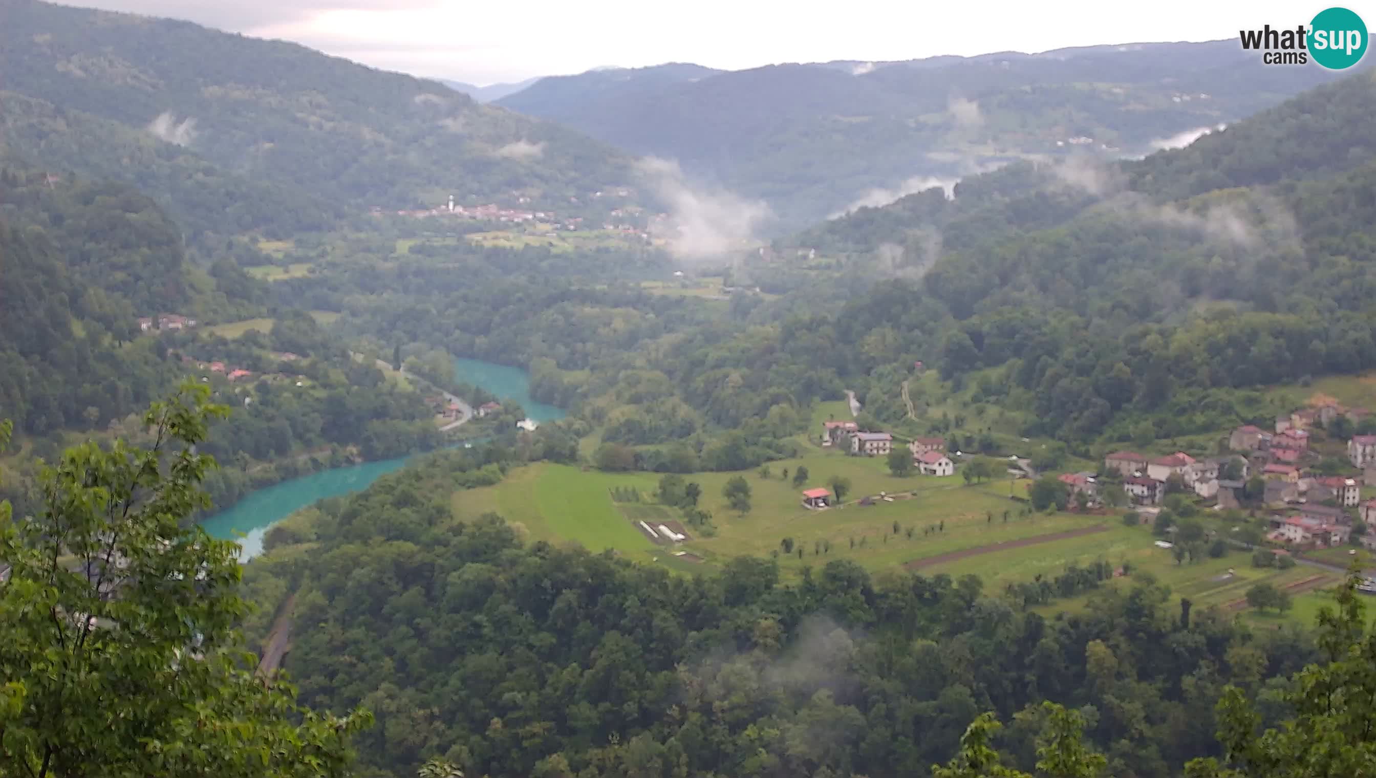 Live Webcam Kanal ob Soči – View to Soča river, Ajba, Bodrež and Ročinj