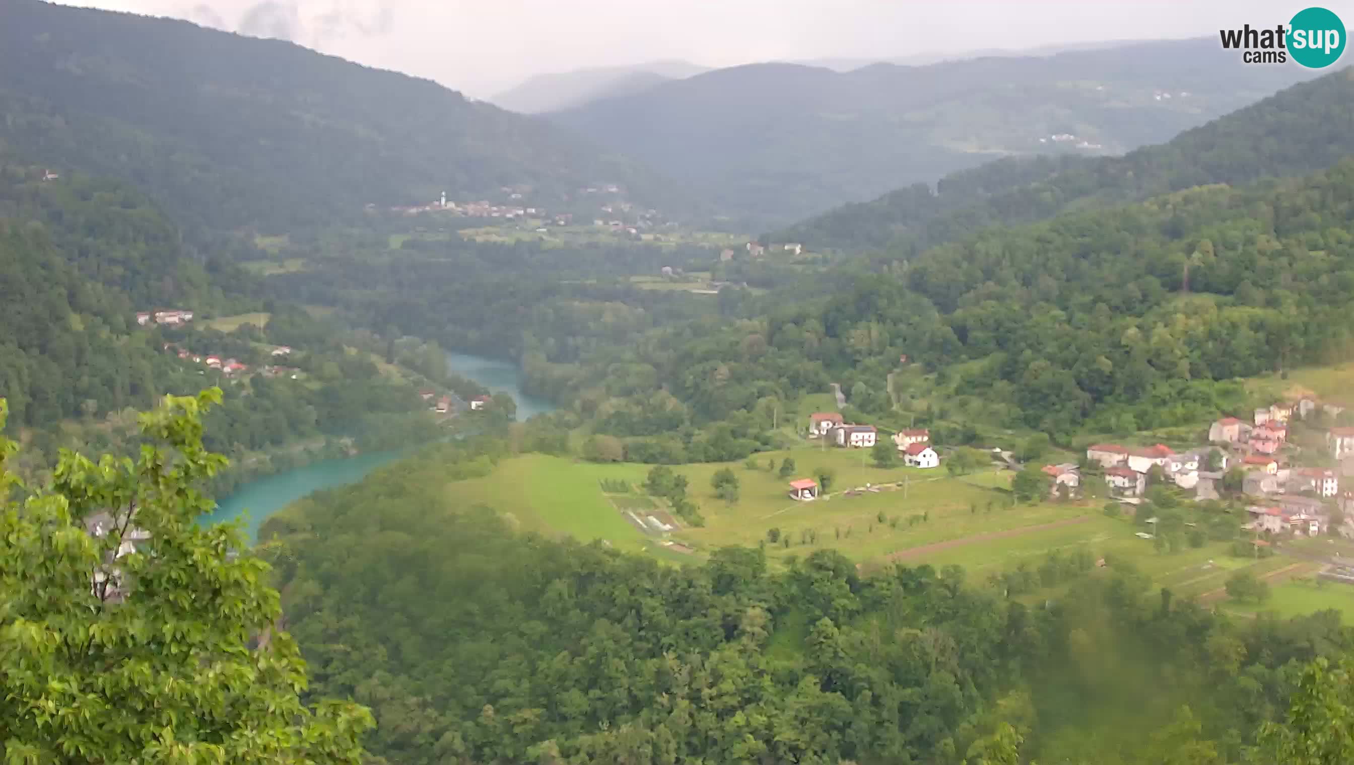 Live Webcam Kanal ob Soči – Blick auf den Fluss Soča, Ajba, Bodrež und Ročinj