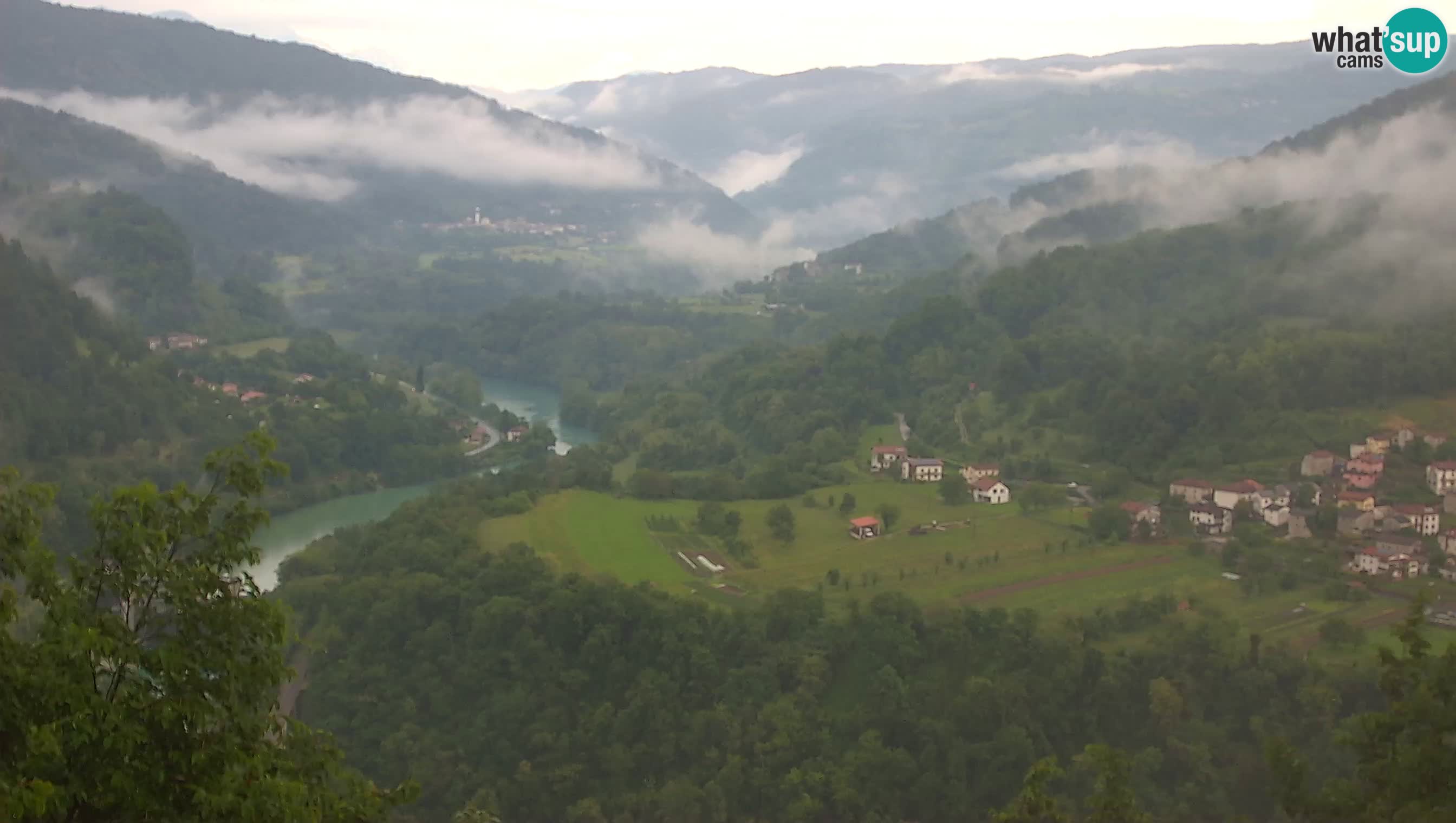 Live Webcam Kanal ob Soči – Vista sul fiume Isonzo, Ajba, Bodrež e Ročinj