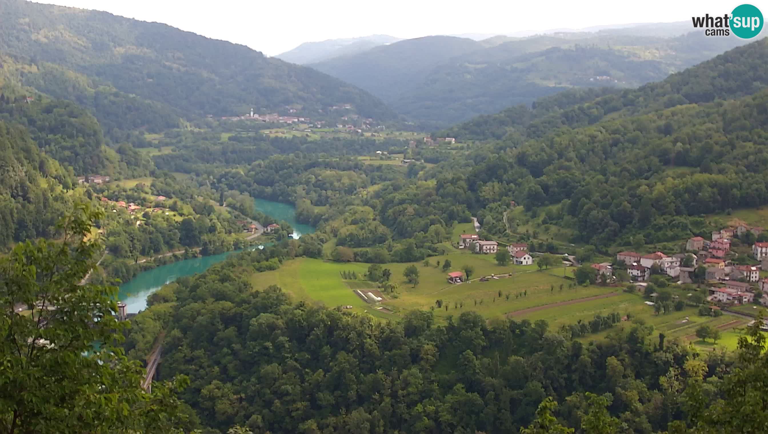 Live Webcam Kanal ob Soči – Blick auf den Fluss Soča, Ajba, Bodrež und Ročinj