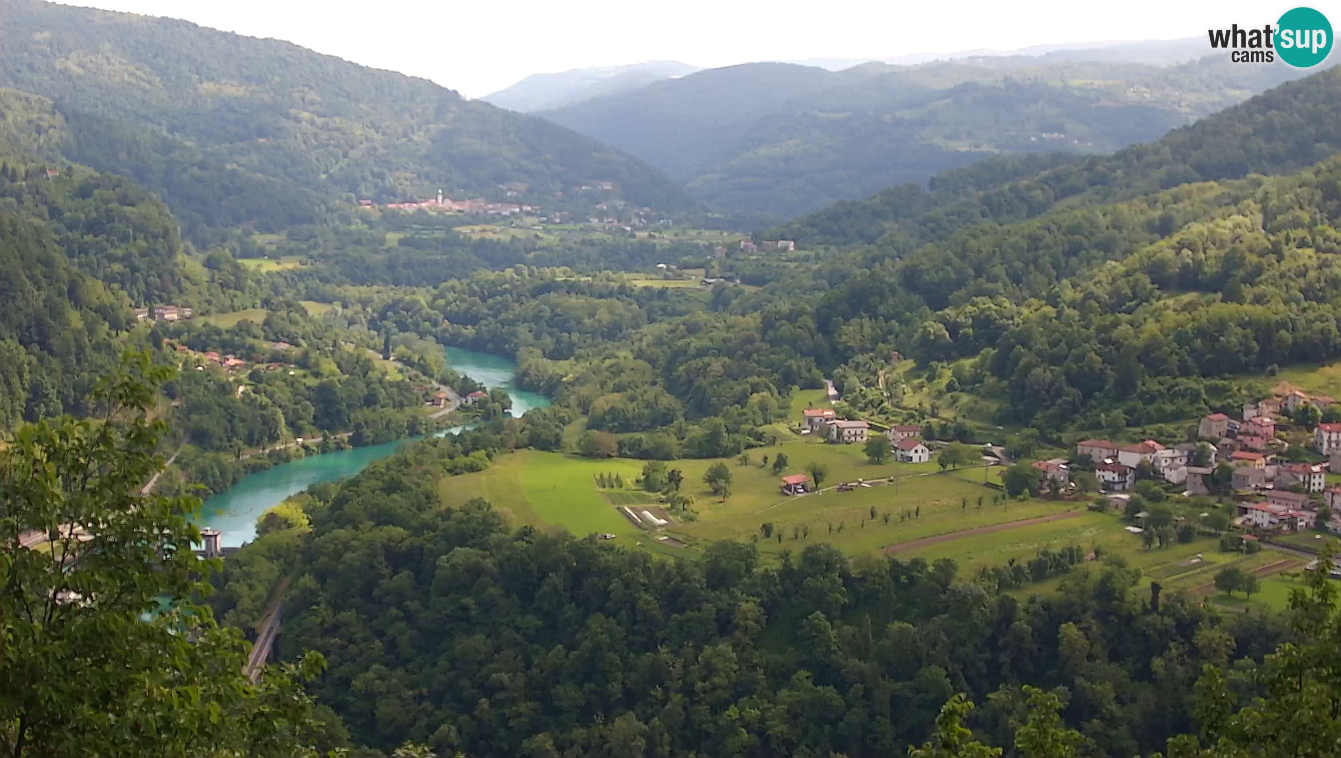 Live Webcam Kanal ob Soči – Blick auf den Fluss Soča, Ajba, Bodrež und Ročinj