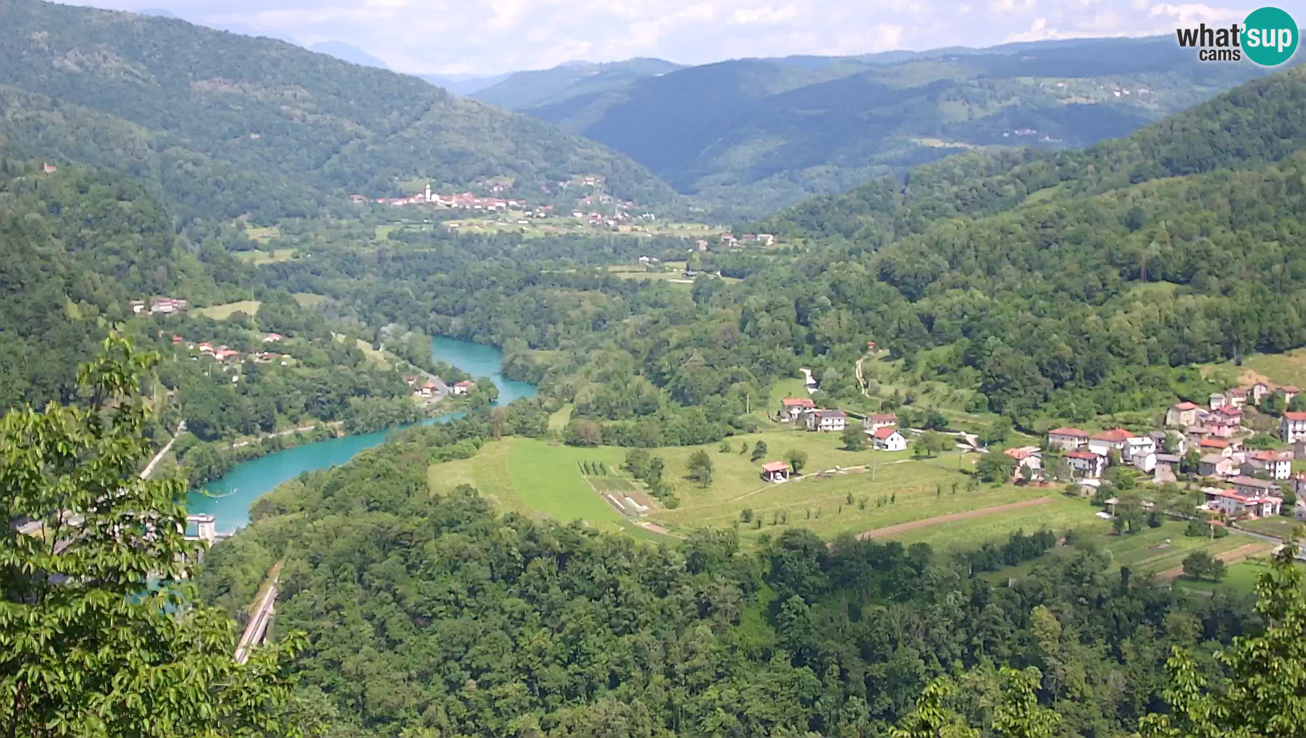 Live Webcam Kanal ob Soči – View to Soča river, Ajba, Bodrež and Ročinj