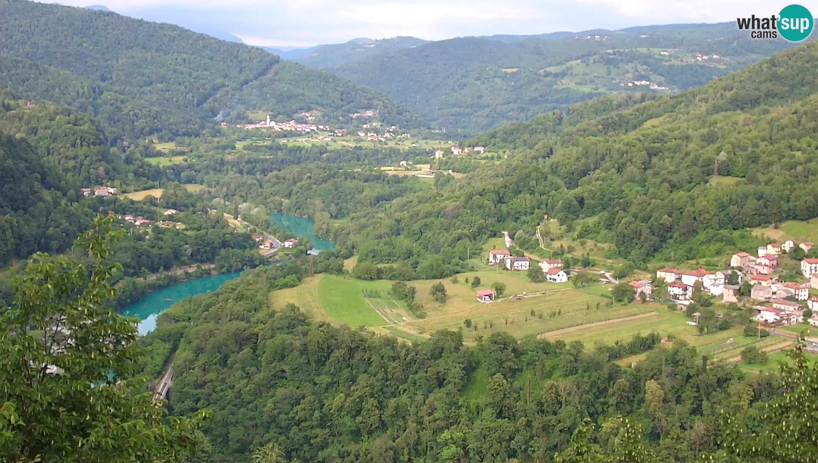 Live Webcam Kanal ob Soči – View to Soča river, Ajba, Bodrež and Ročinj