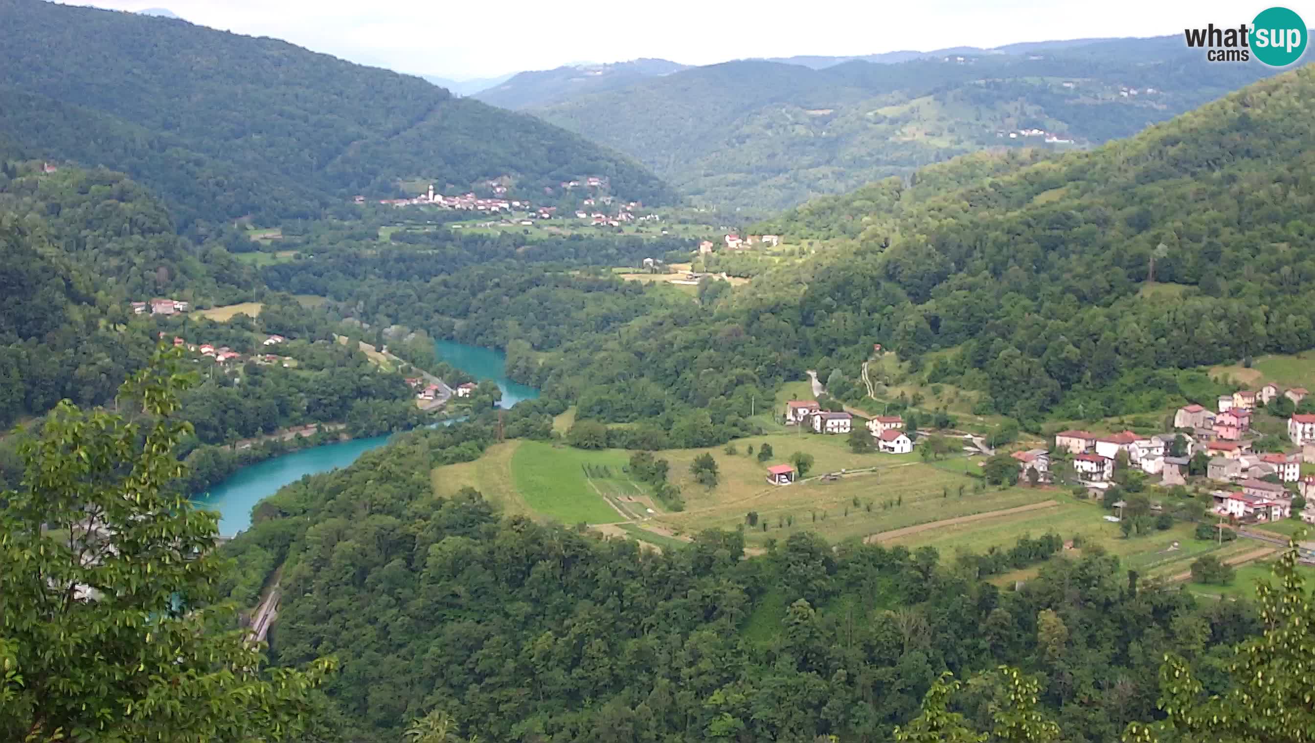 Live Webcam Kanal ob Soči – View to Soča river, Ajba, Bodrež and Ročinj