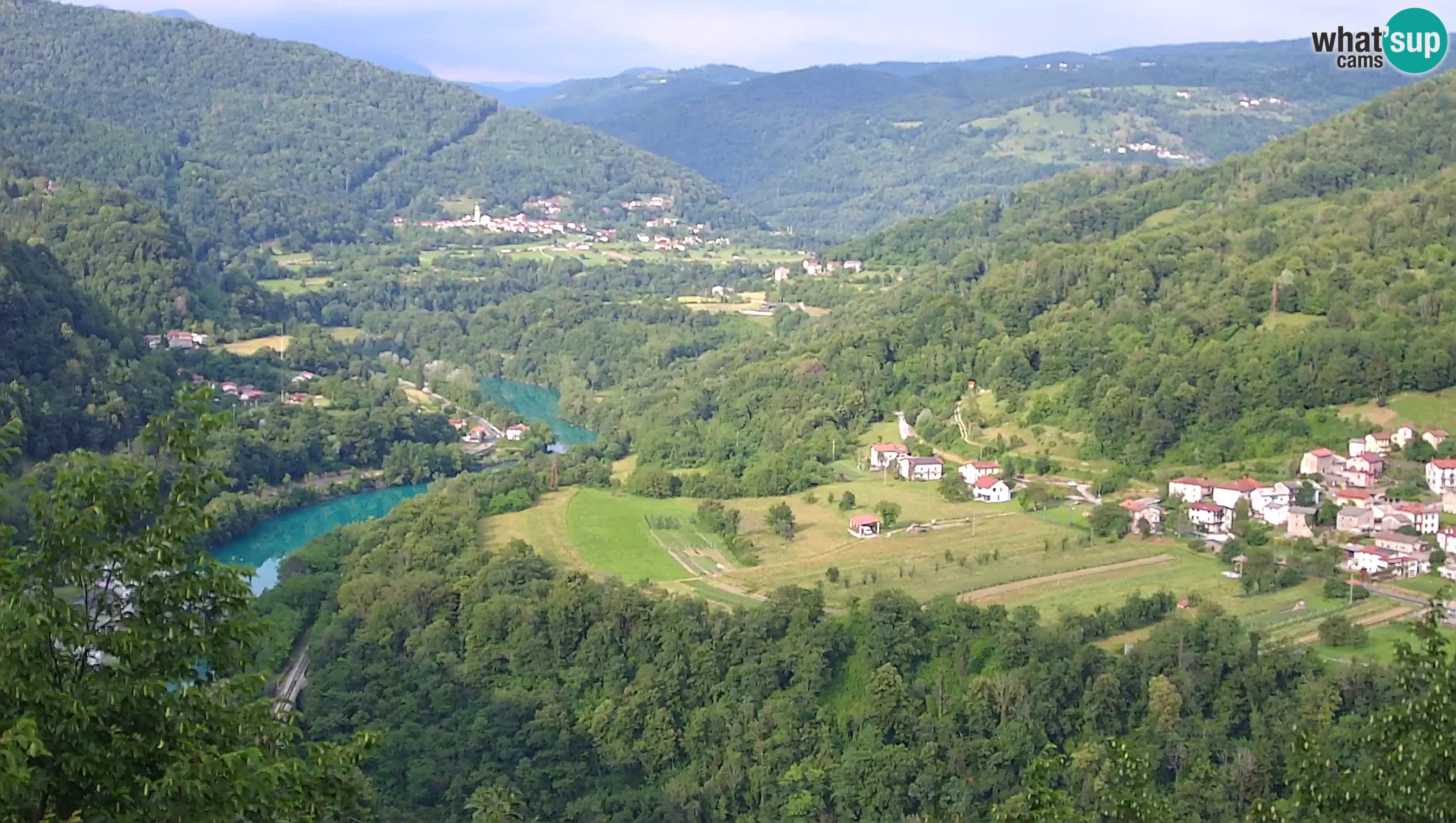 Live Webcam Kanal ob Soči – Vue sur la rivière Soča, Ajba, Bodrež et Ročinj