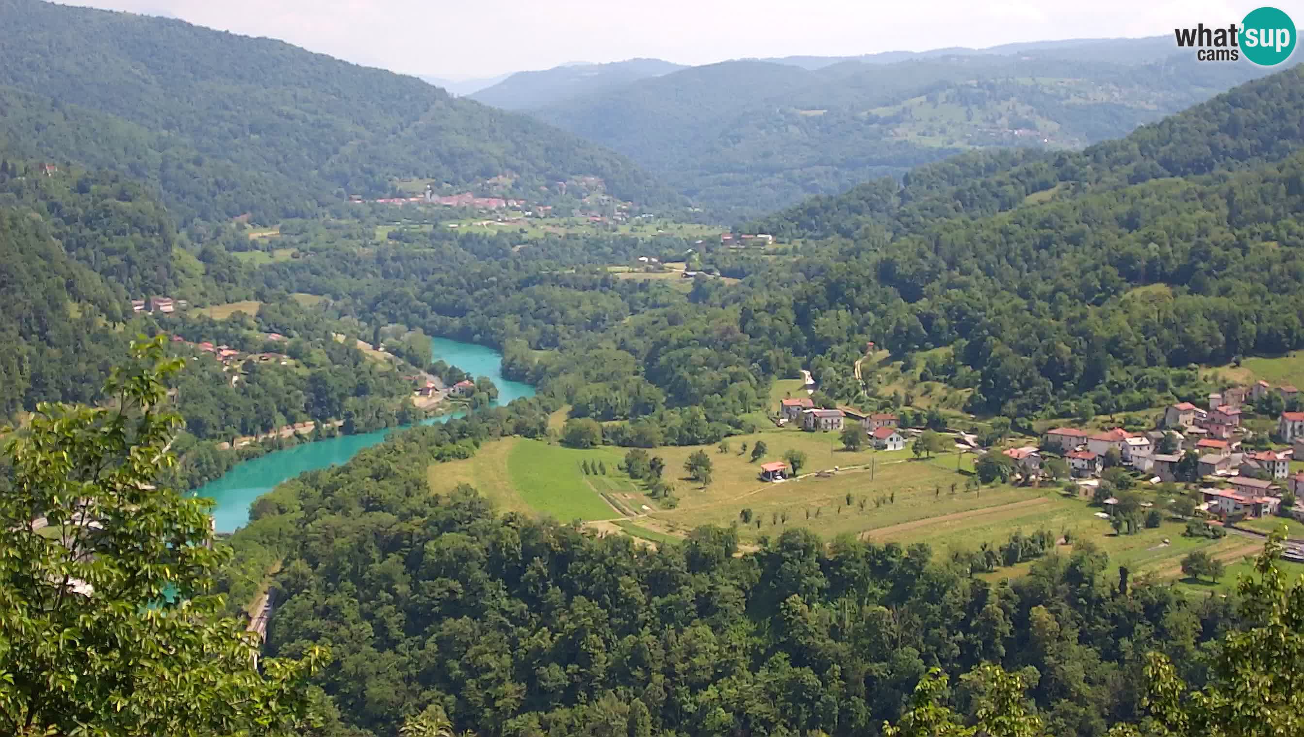Live Webcam Kanal ob Soči – View to Soča river, Ajba, Bodrež and Ročinj