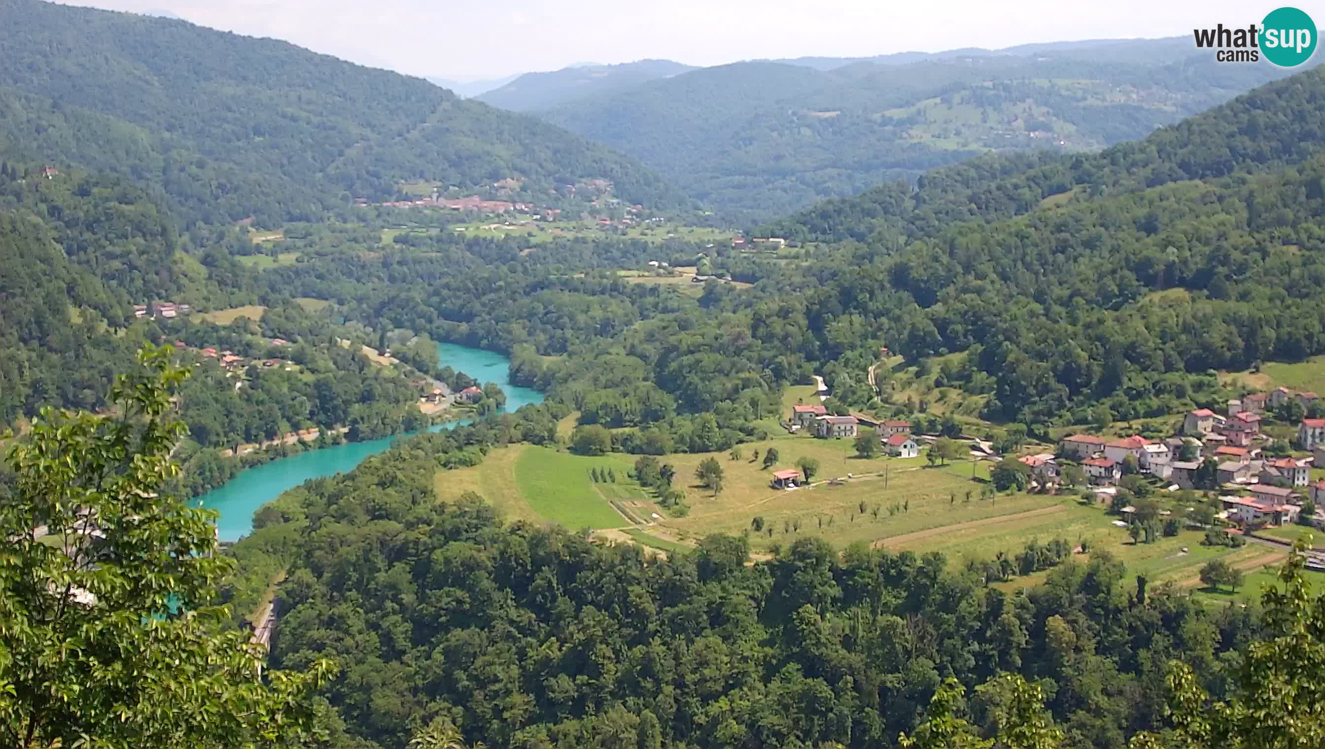 Live Webcam Kanal ob Soči – View to Soča river, Ajba, Bodrež and Ročinj