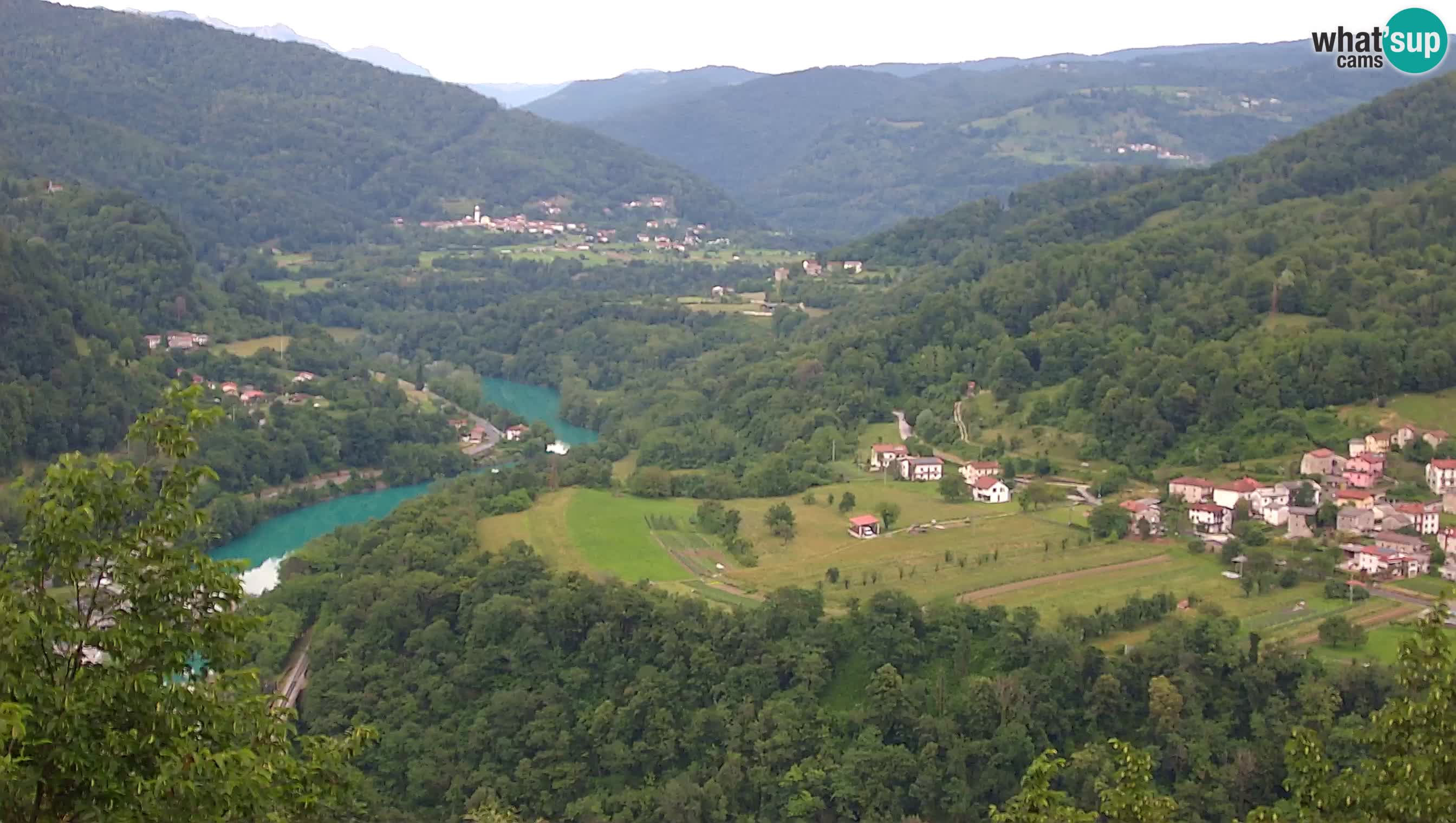 Live Webcam Kanal ob Soči – Blick auf den Fluss Soča, Ajba, Bodrež und Ročinj