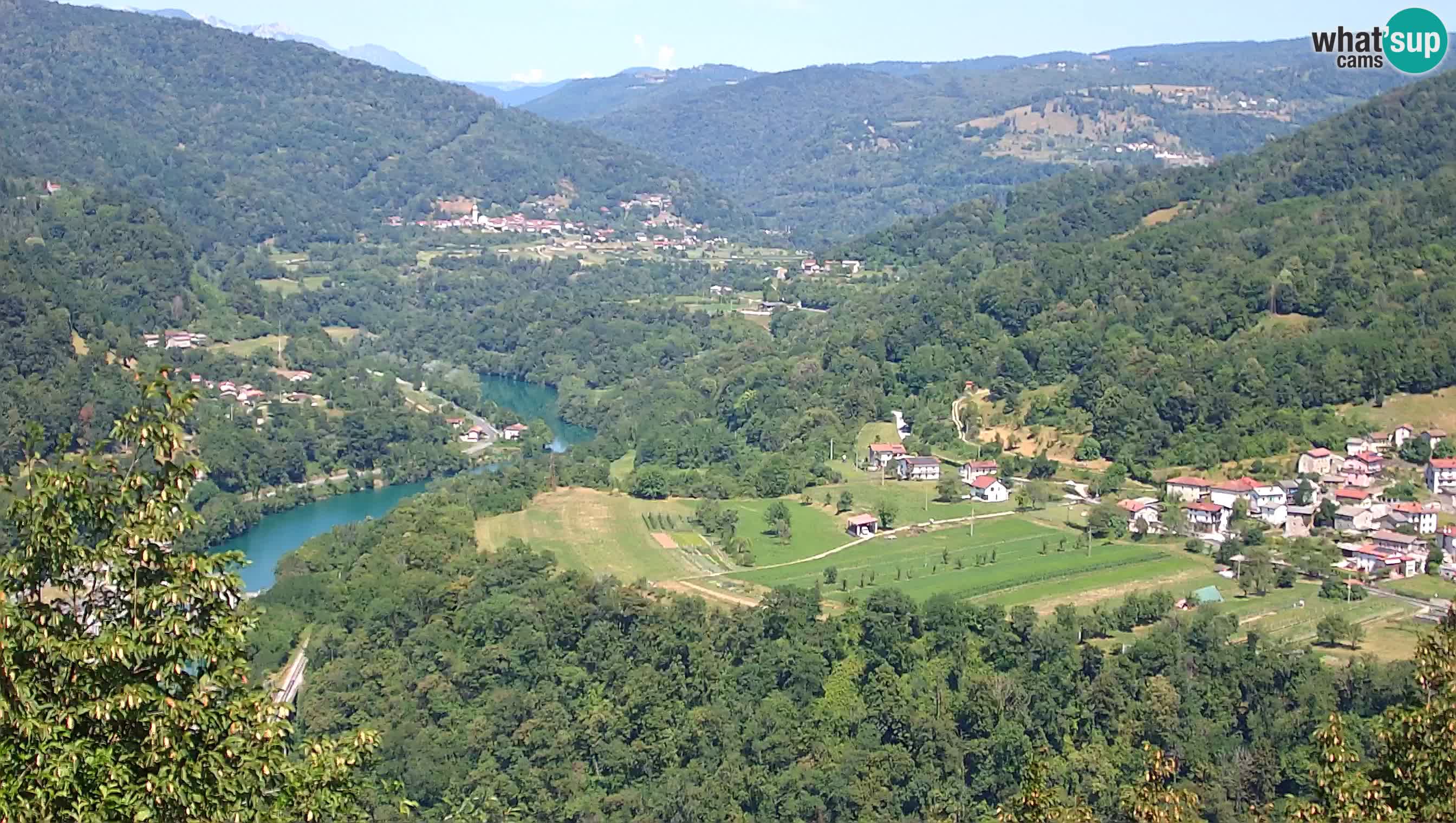Live Webcam Kanal ob Soči – View to Soča river, Ajba, Bodrež and Ročinj