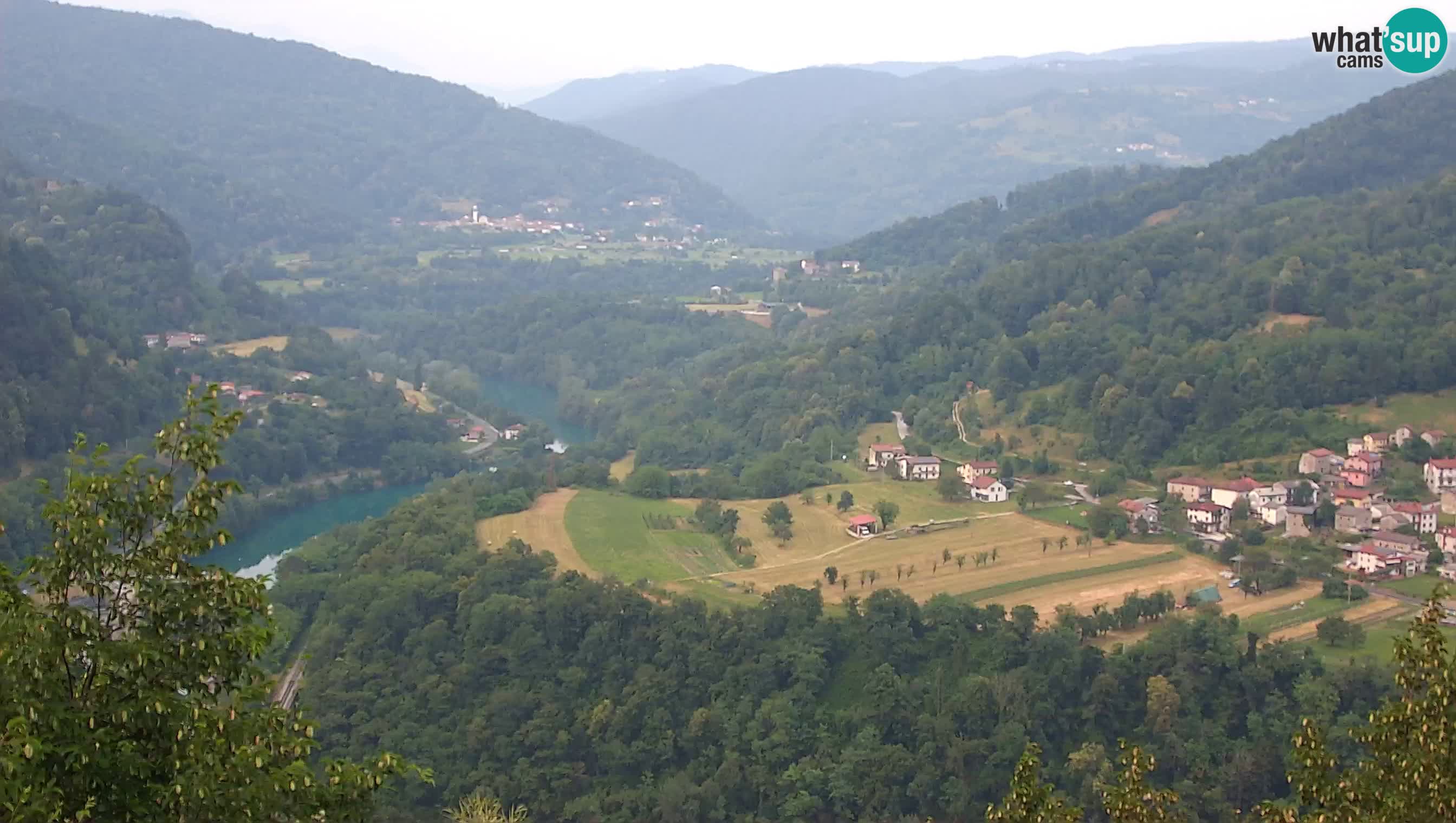 Live Webcam Kanal ob Soči – View to Soča river, Ajba, Bodrež and Ročinj