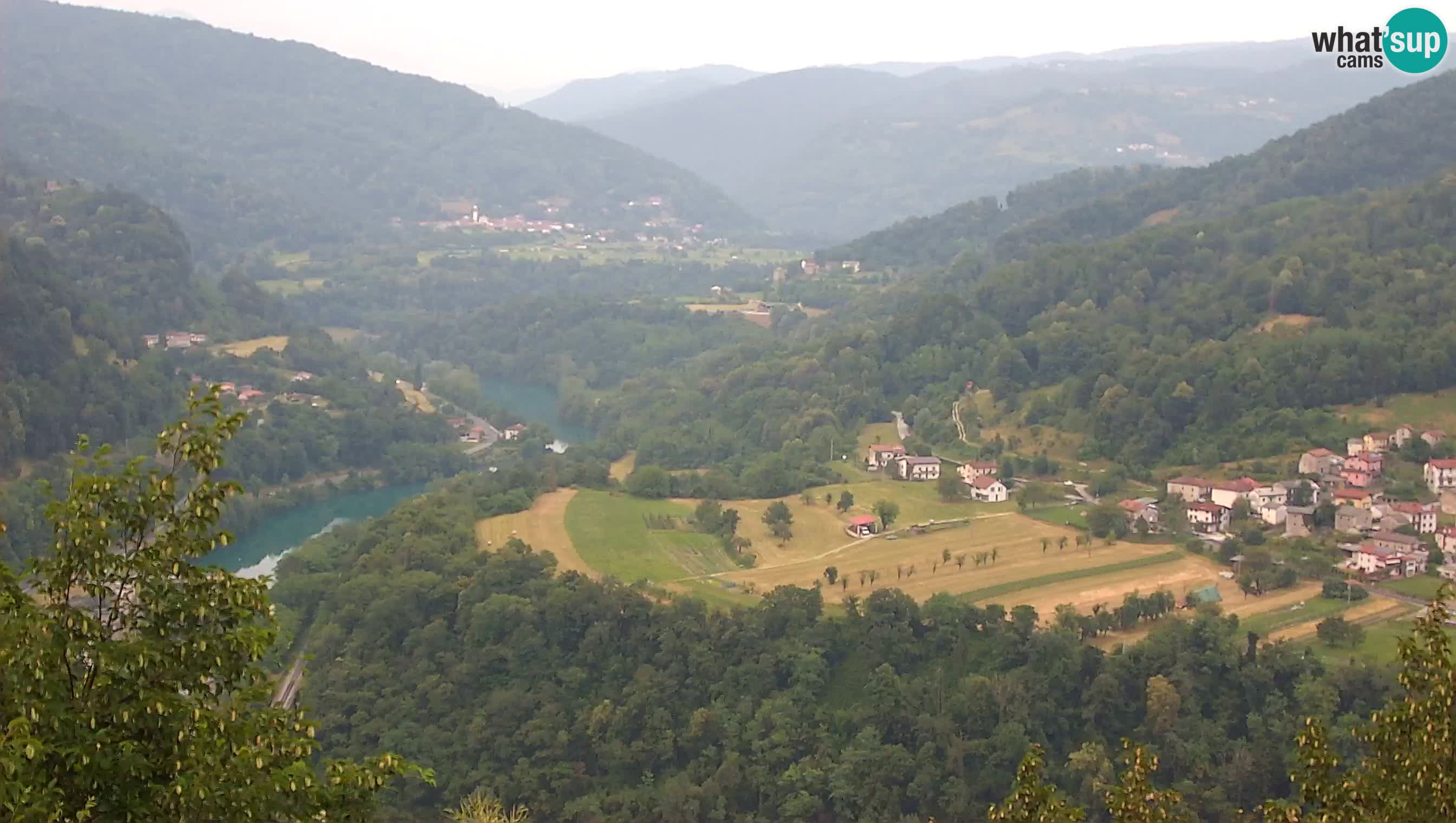 Live Webcam Kanal ob Soči – View to Soča river, Ajba, Bodrež and Ročinj