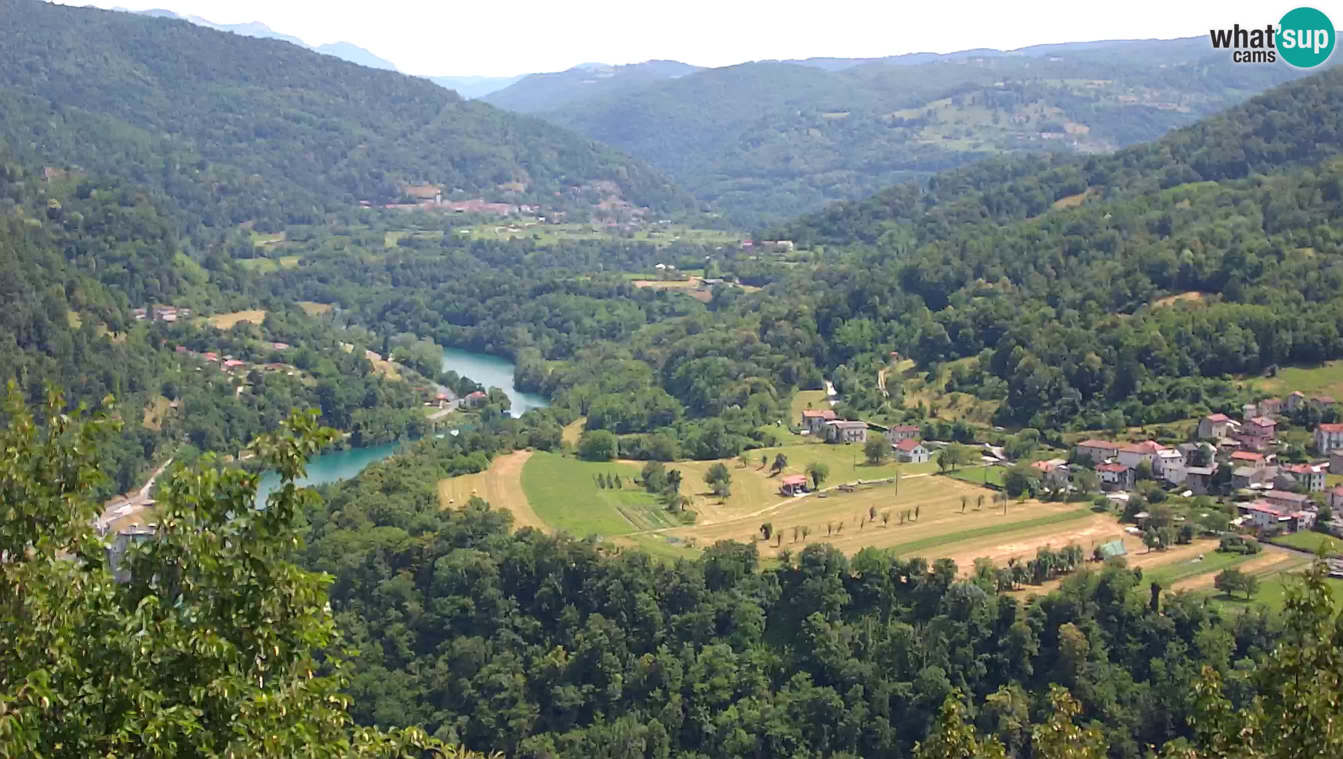 Live Webcam Kanal ob Soči – View to Soča river, Ajba, Bodrež and Ročinj