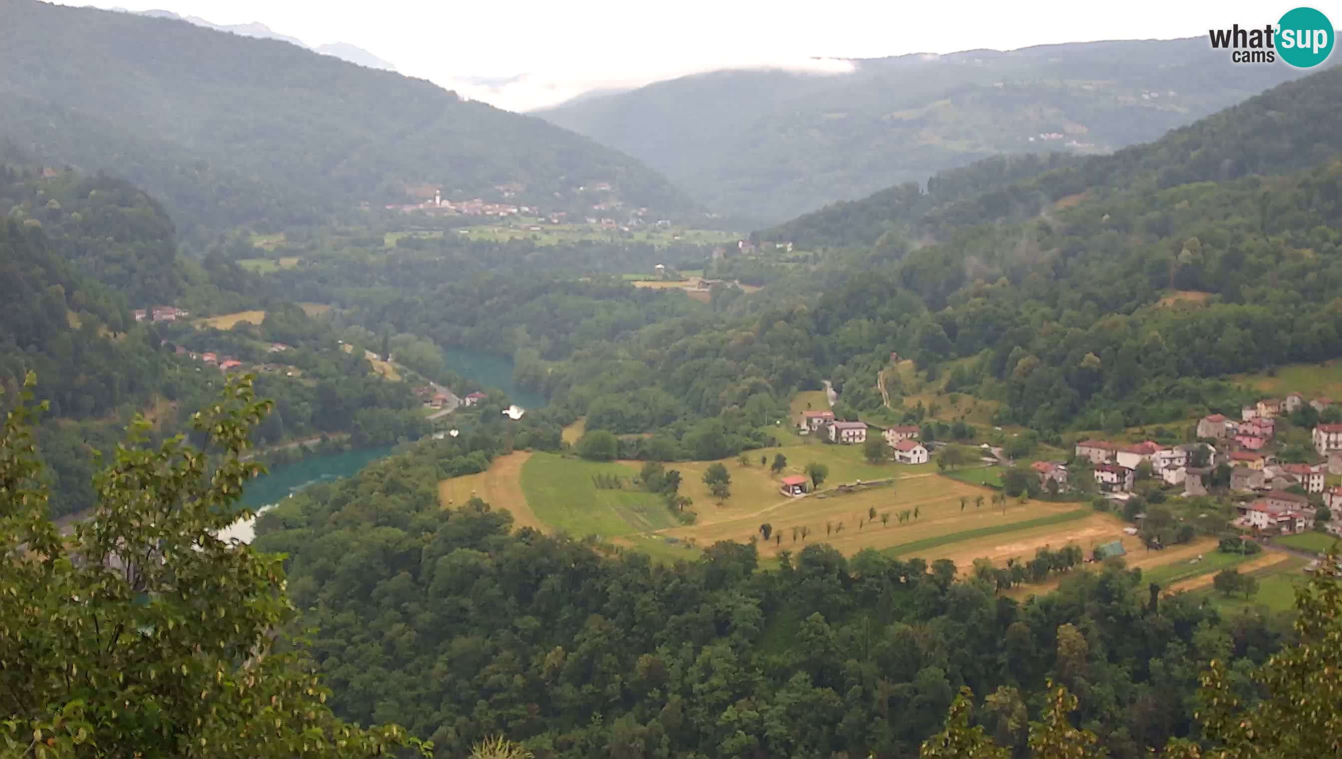 Live Webcam Kanal ob Soči – Vista sul fiume Isonzo, Ajba, Bodrež e Ročinj