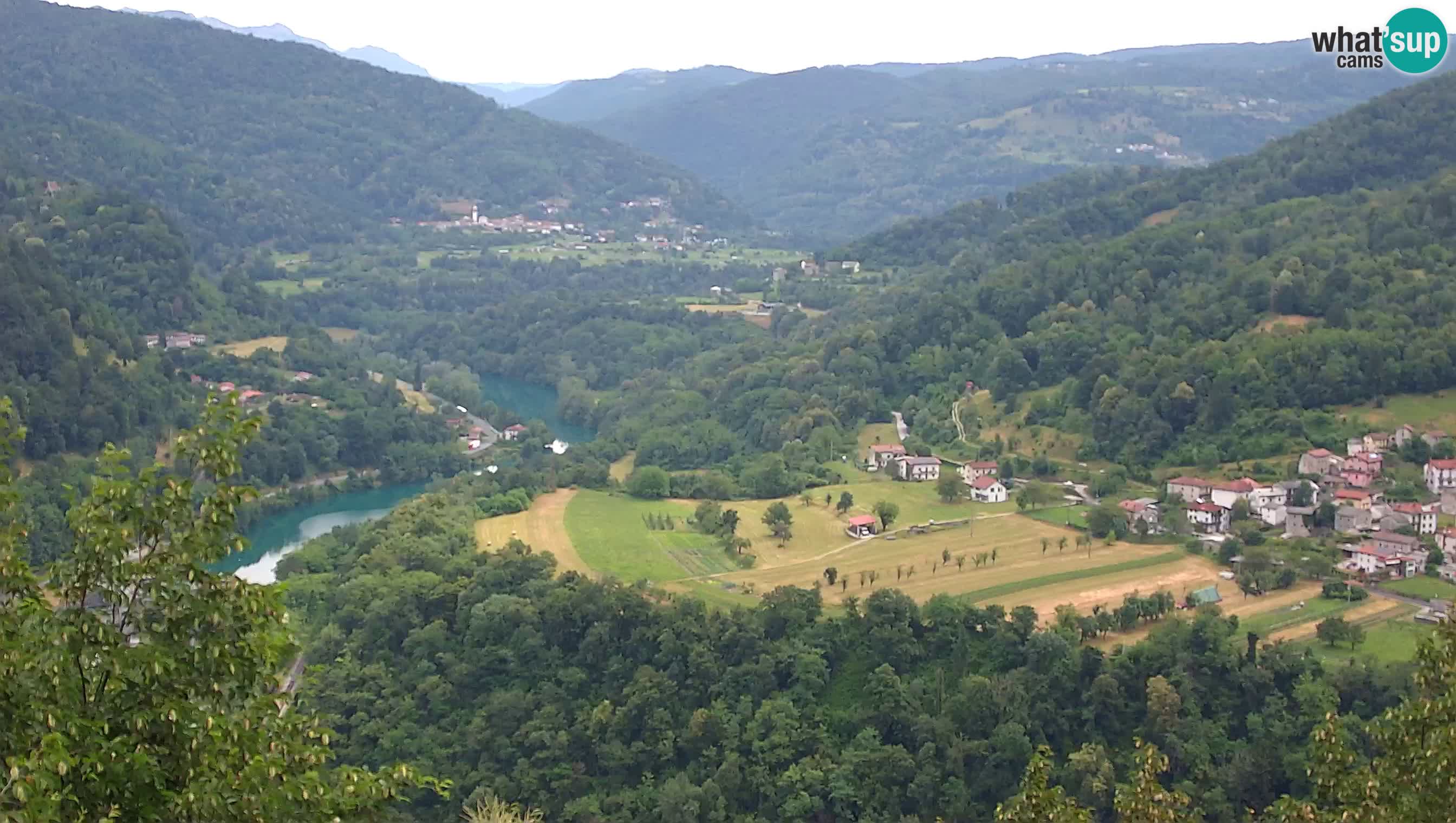 Live Webcam Kanal ob Soči – Blick auf den Fluss Soča, Ajba, Bodrež und Ročinj
