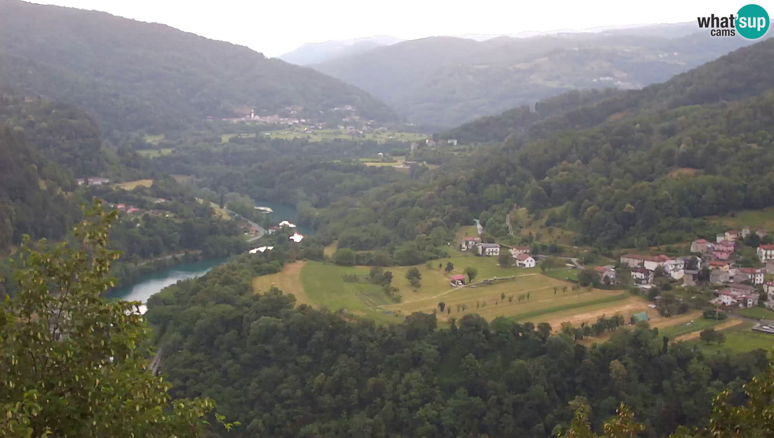Live Webcam Kanal ob Soči – View to Soča river, Ajba, Bodrež and Ročinj