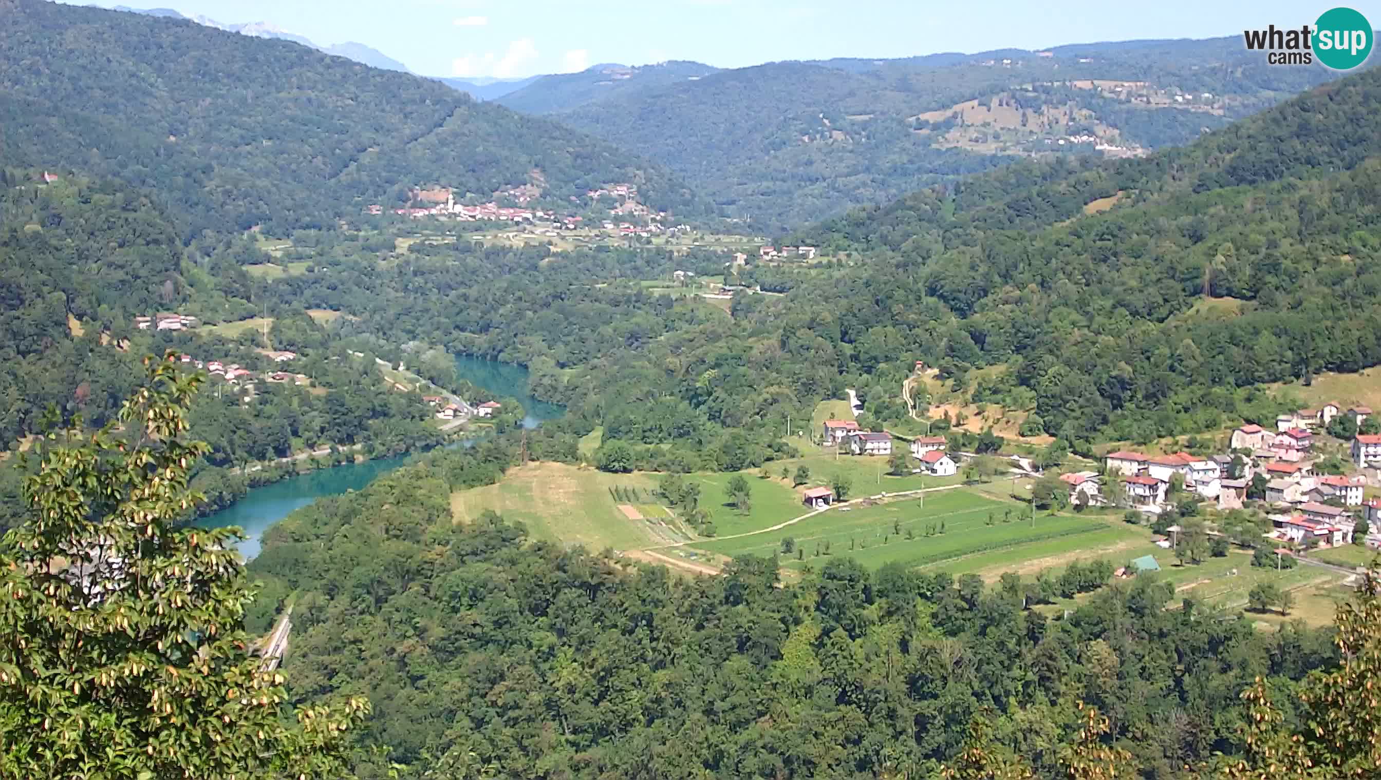 Camera en vivo Kanal ob Soči – Vue sur la rivière Soča, Ajba, Bodrež y Ročinj