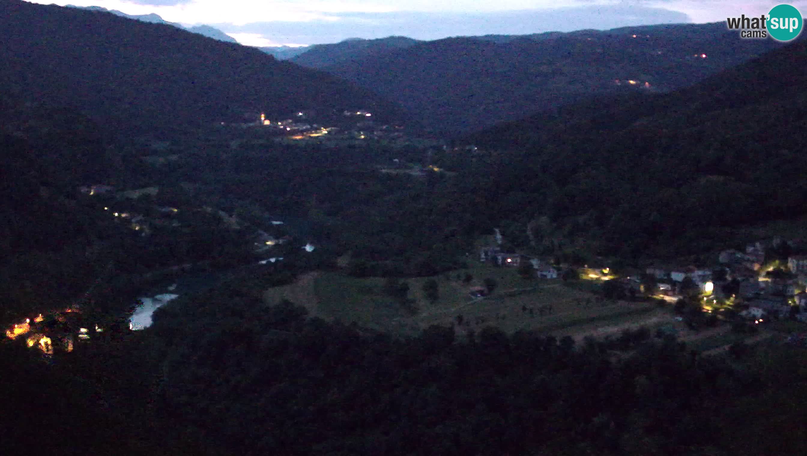 Camera en vivo Kanal ob Soči – Vue sur la rivière Soča, Ajba, Bodrež y Ročinj