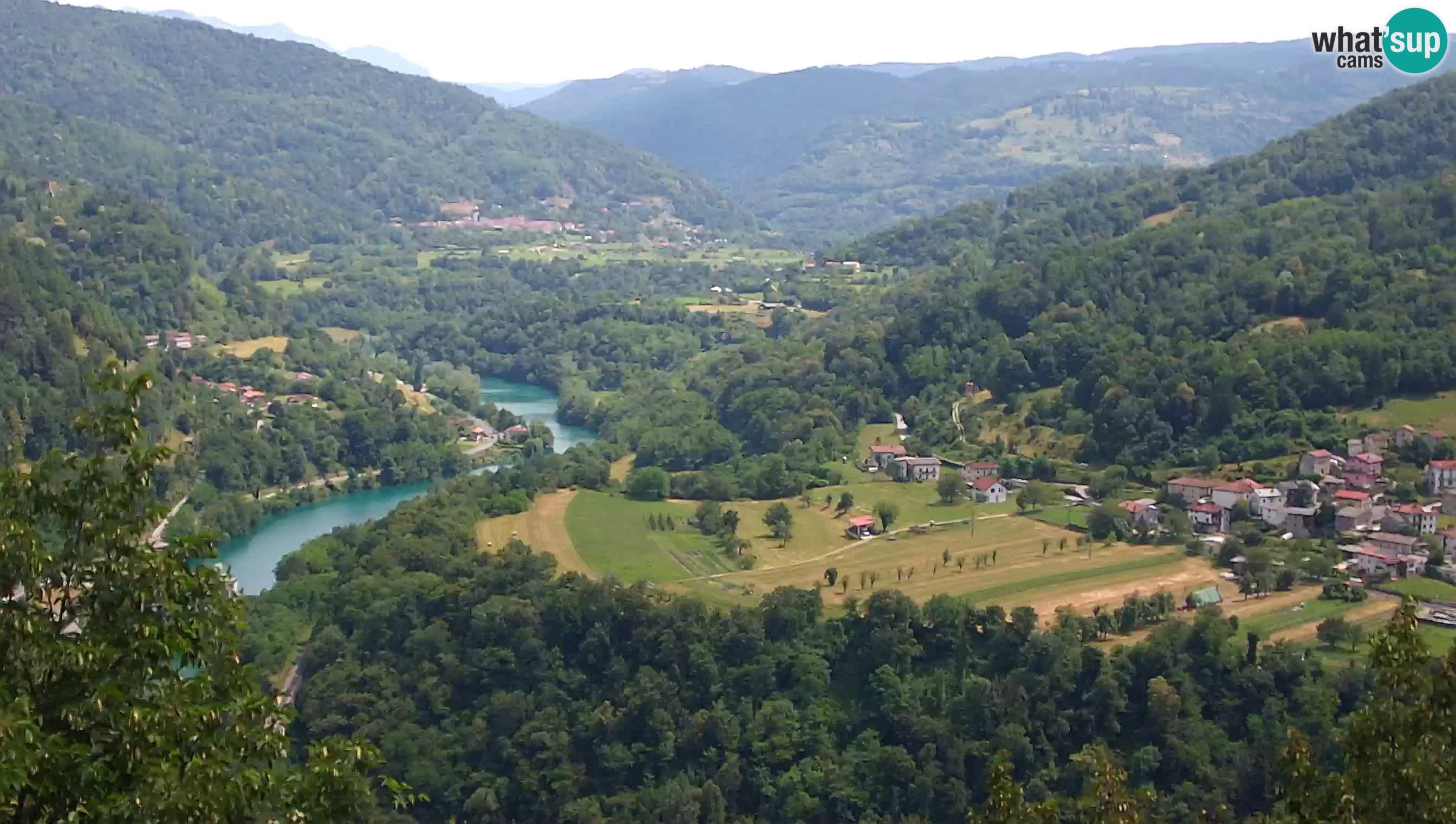 Live Webcam Kanal ob Soči – View to Soča river, Ajba, Bodrež and Ročinj