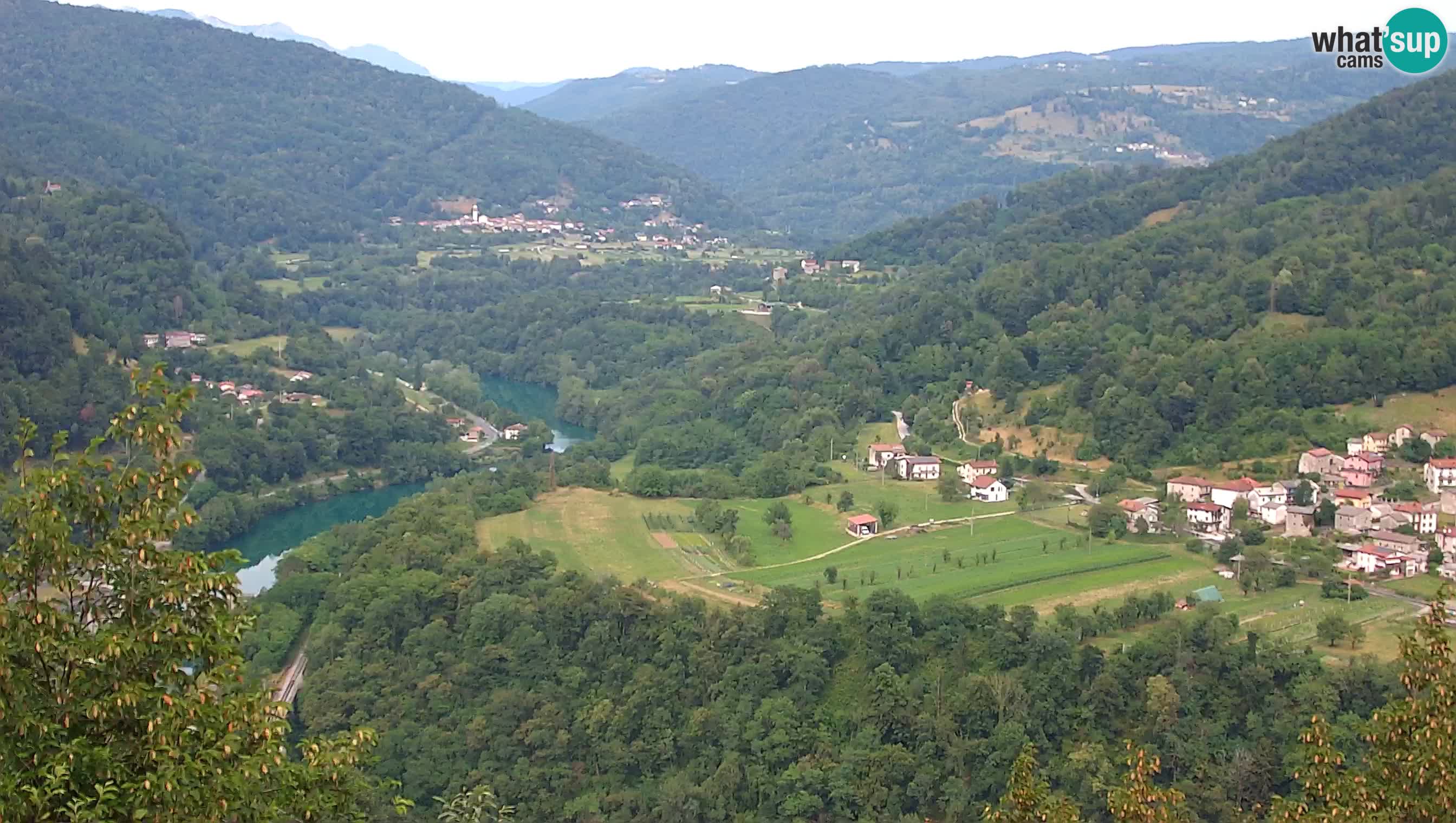 Live Webcam Kanal ob Soči – Blick auf den Fluss Soča, Ajba, Bodrež und Ročinj