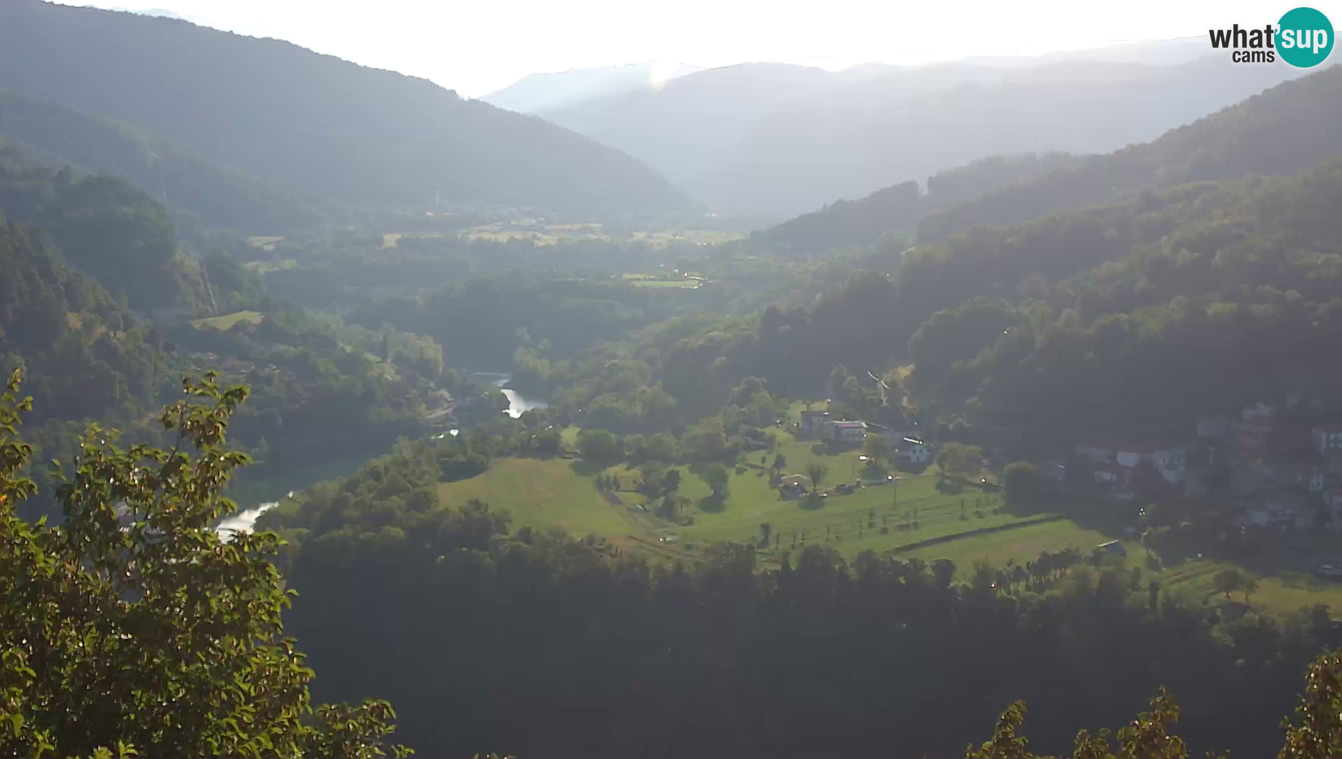 Live Webcam Kanal ob Soči – View to Soča river, Ajba, Bodrež and Ročinj