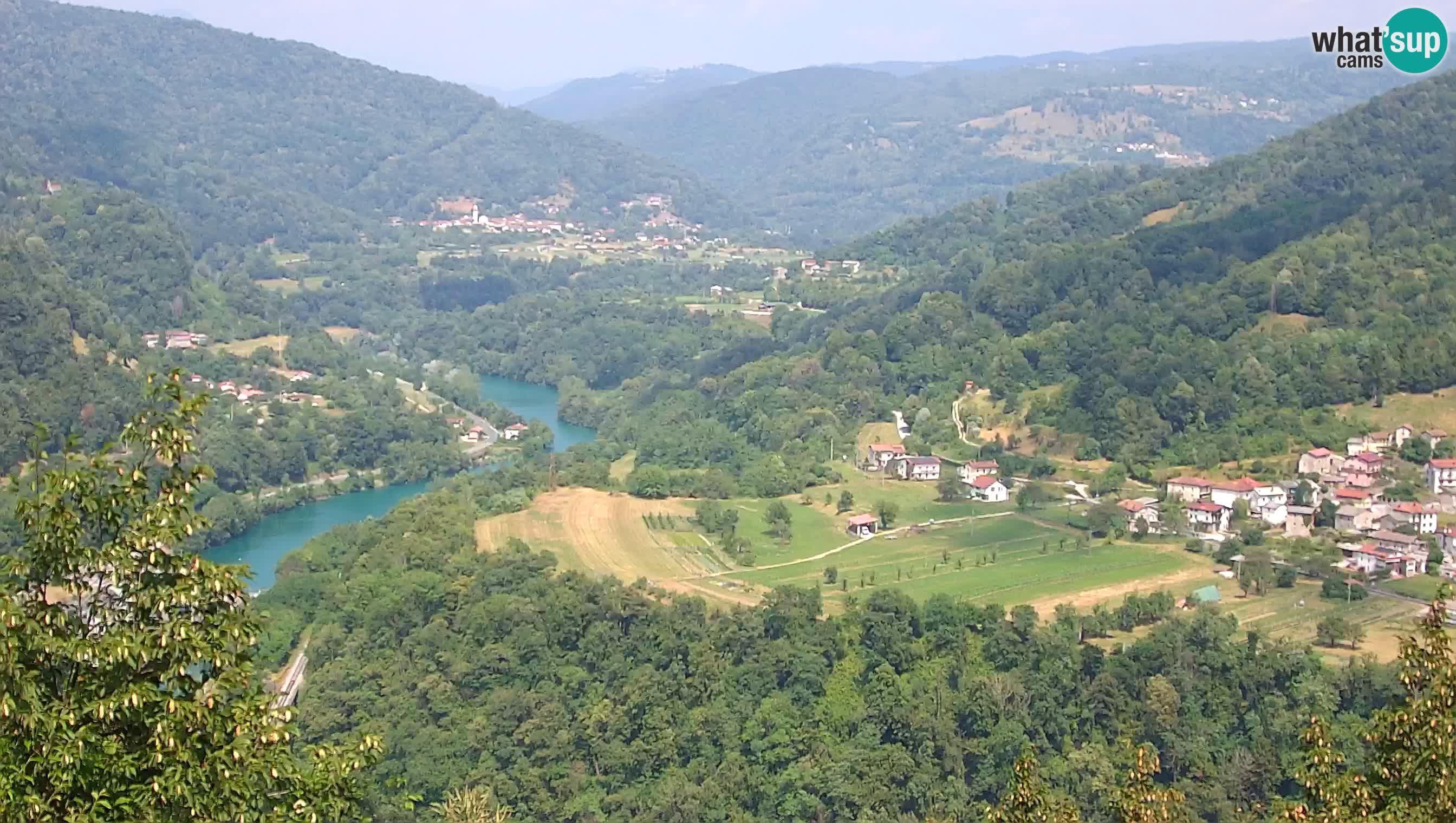 Live Webcam Kanal ob Soči – View to Soča river, Ajba, Bodrež and Ročinj