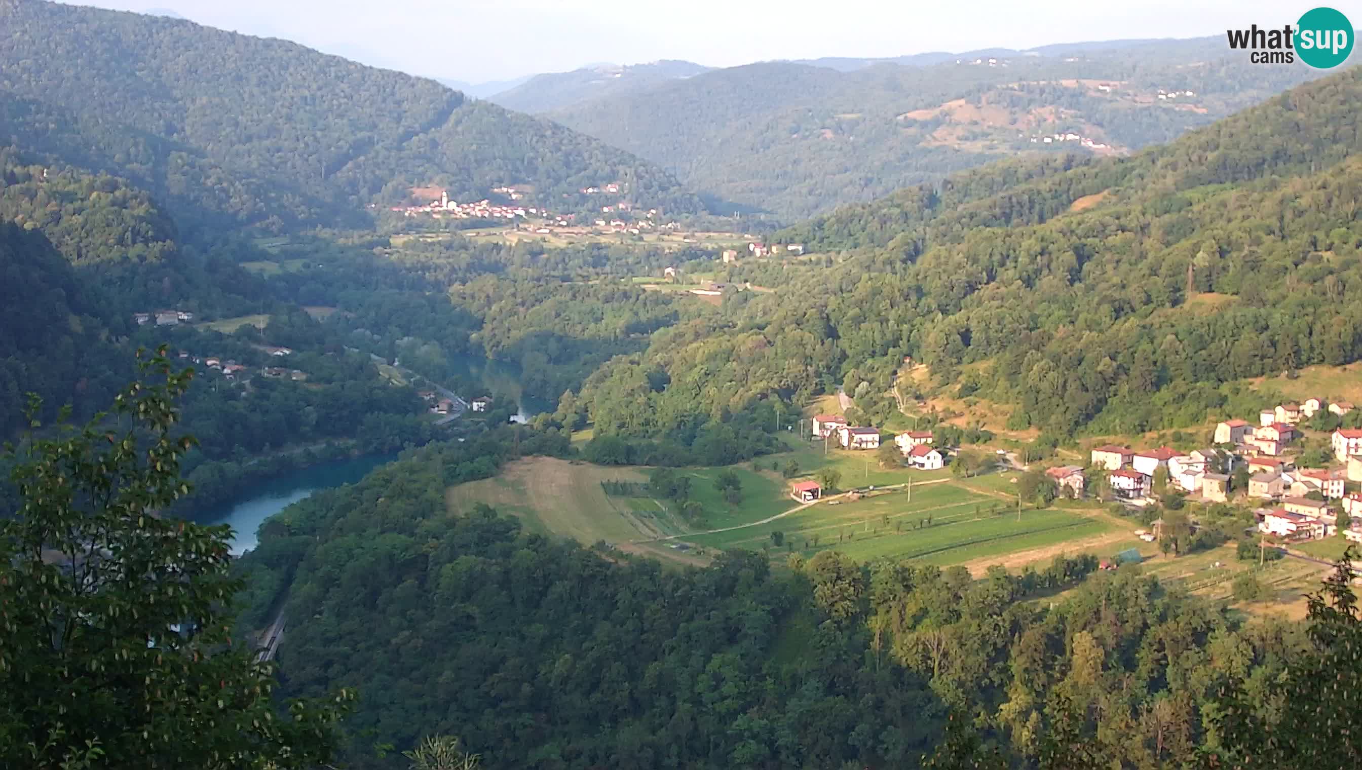 Live Webcam Kanal ob Soči – View to Soča river, Ajba, Bodrež and Ročinj