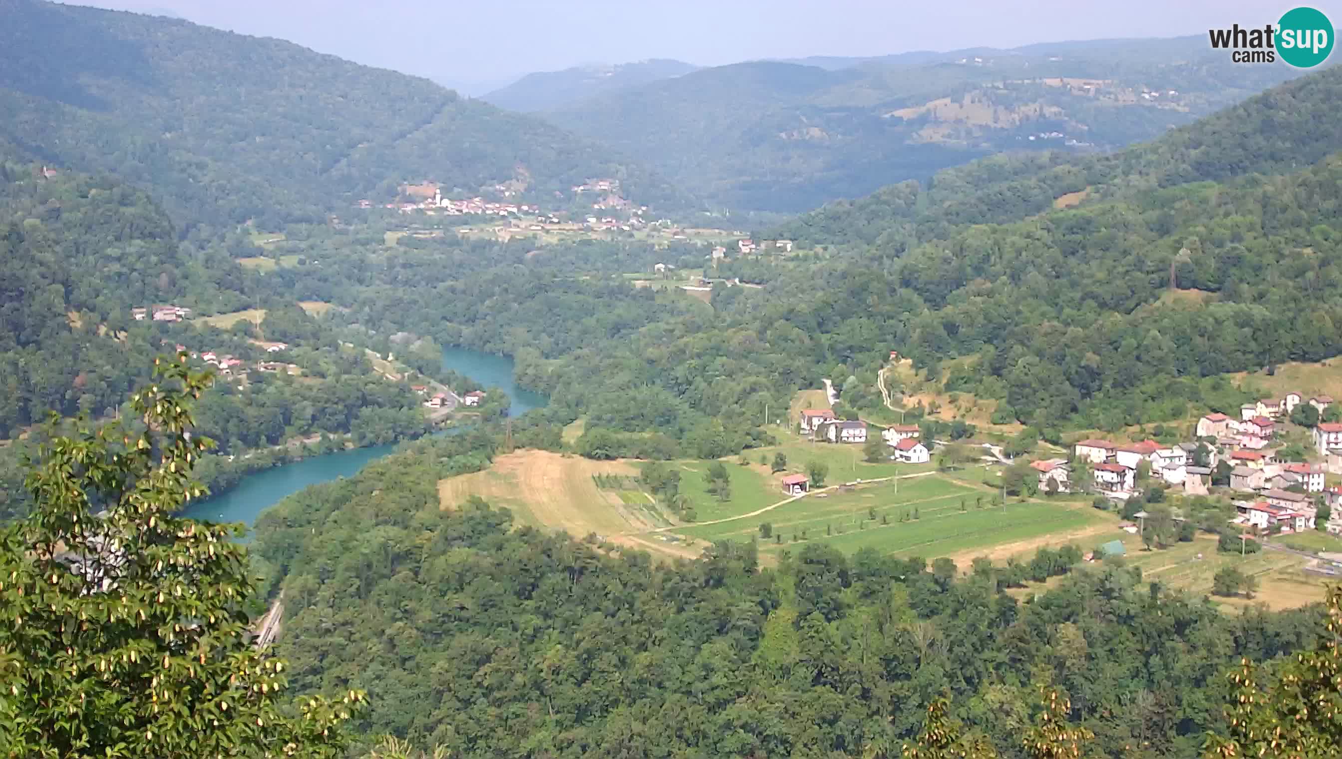 Live Webcam Kanal ob Soči – View to Soča river, Ajba, Bodrež and Ročinj