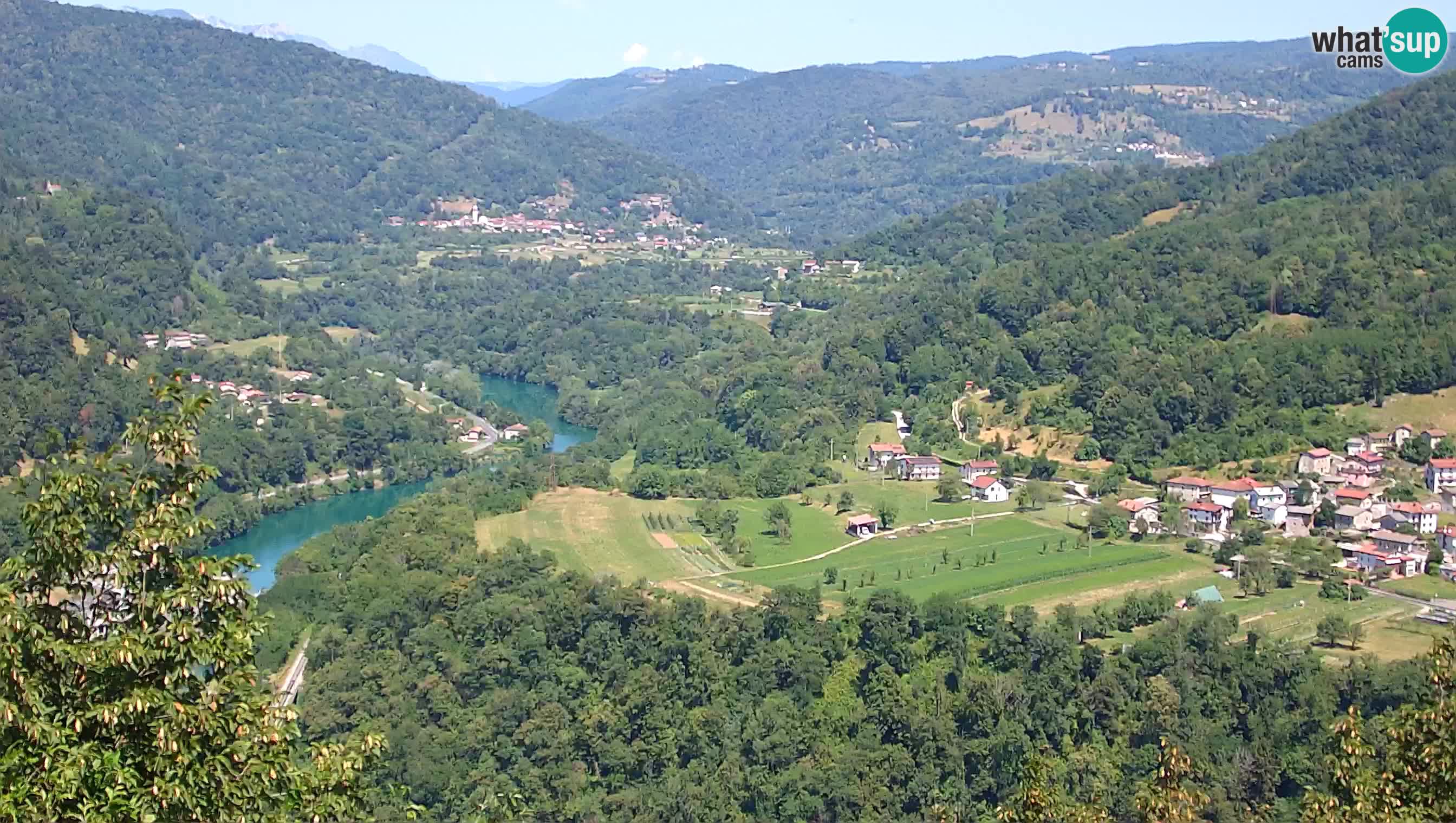 Live Webcam Kanal ob Soči – View to Soča river, Ajba, Bodrež and Ročinj