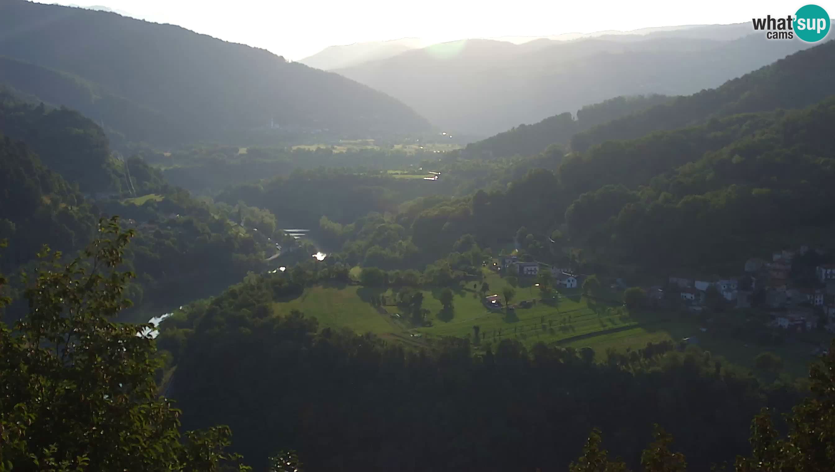 Live Webcam Kanal ob Soči – View to Soča river, Ajba, Bodrež and Ročinj