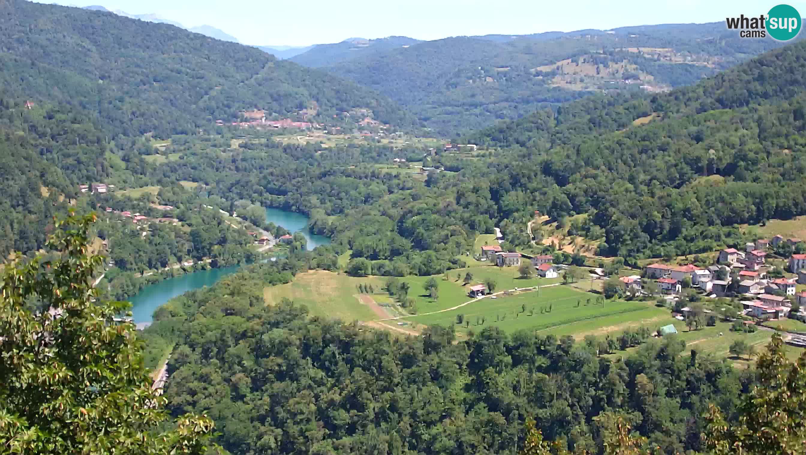 Camera en vivo Kanal ob Soči – Vue sur la rivière Soča, Ajba, Bodrež y Ročinj