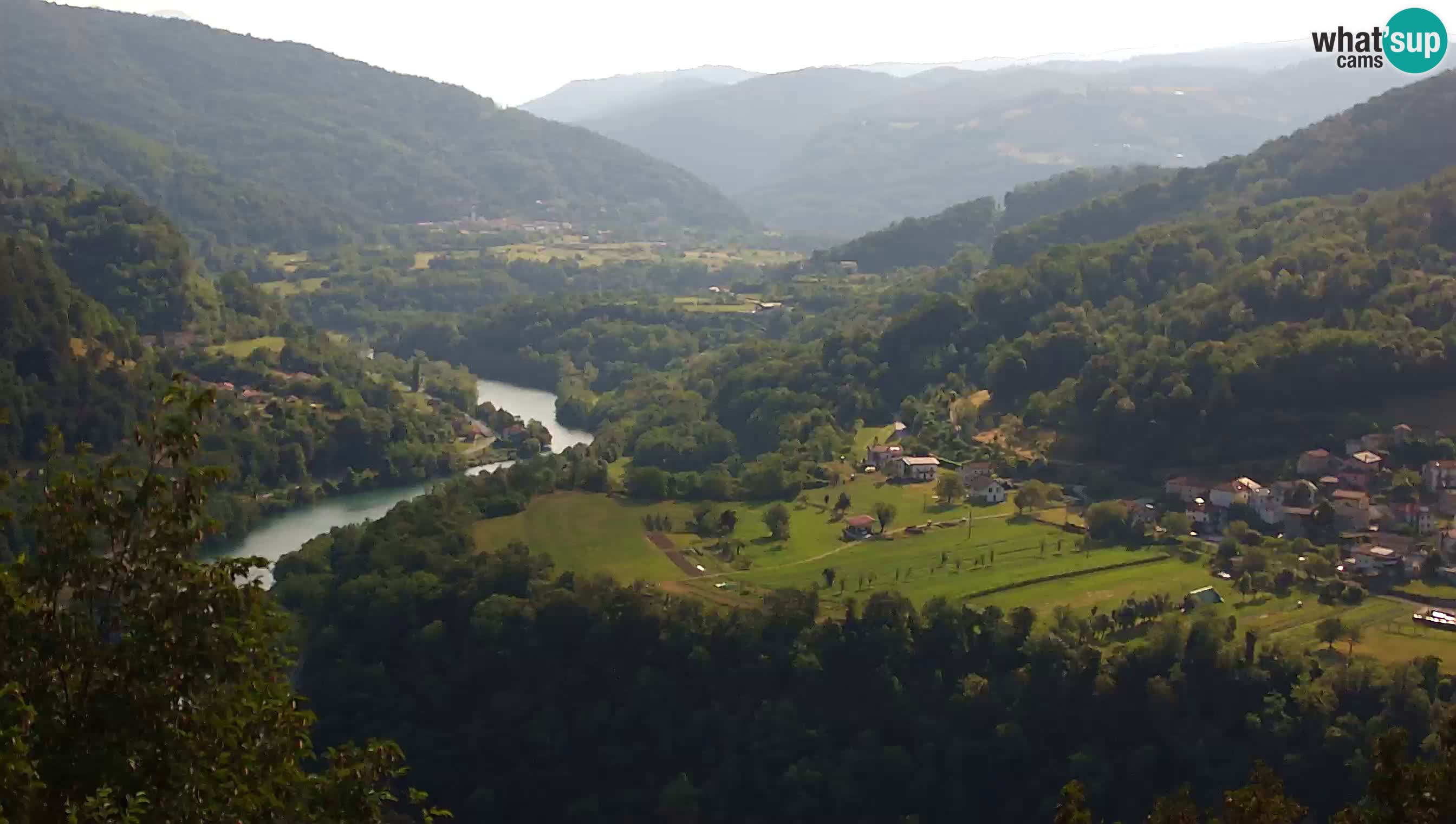 Live Webcam Kanal ob Soči – View to Soča river, Ajba, Bodrež and Ročinj