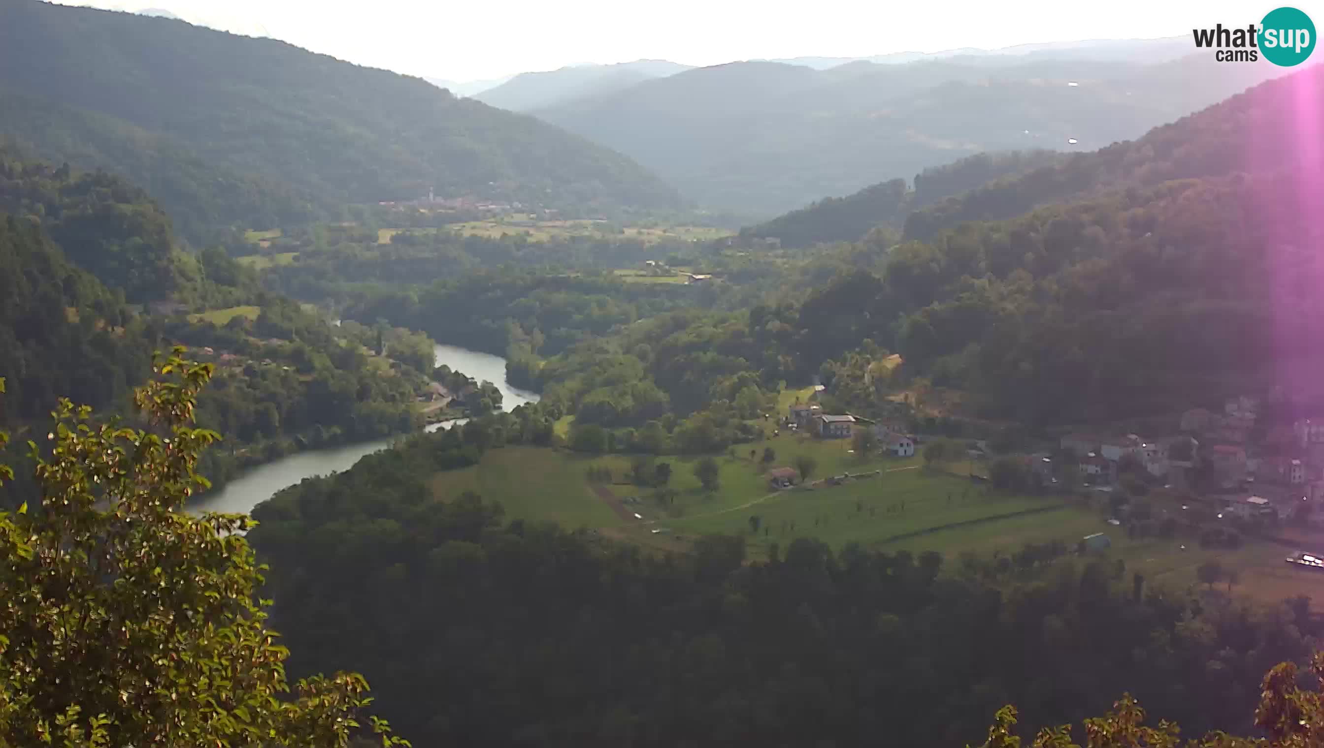 Live Webcam Kanal ob Soči – Blick auf den Fluss Soča, Ajba, Bodrež und Ročinj