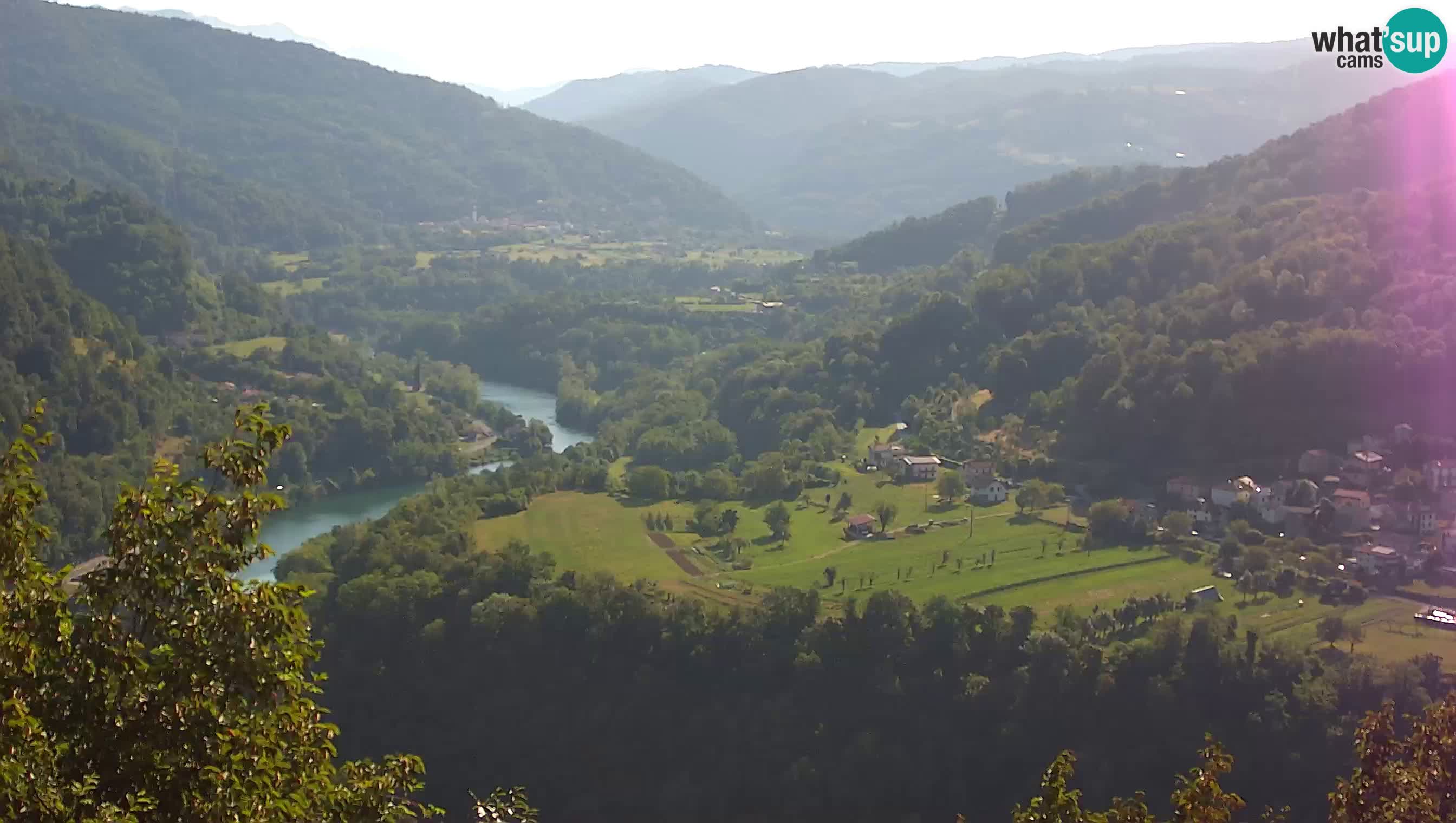Live Webcam Kanal ob Soči – View to Soča river, Ajba, Bodrež and Ročinj