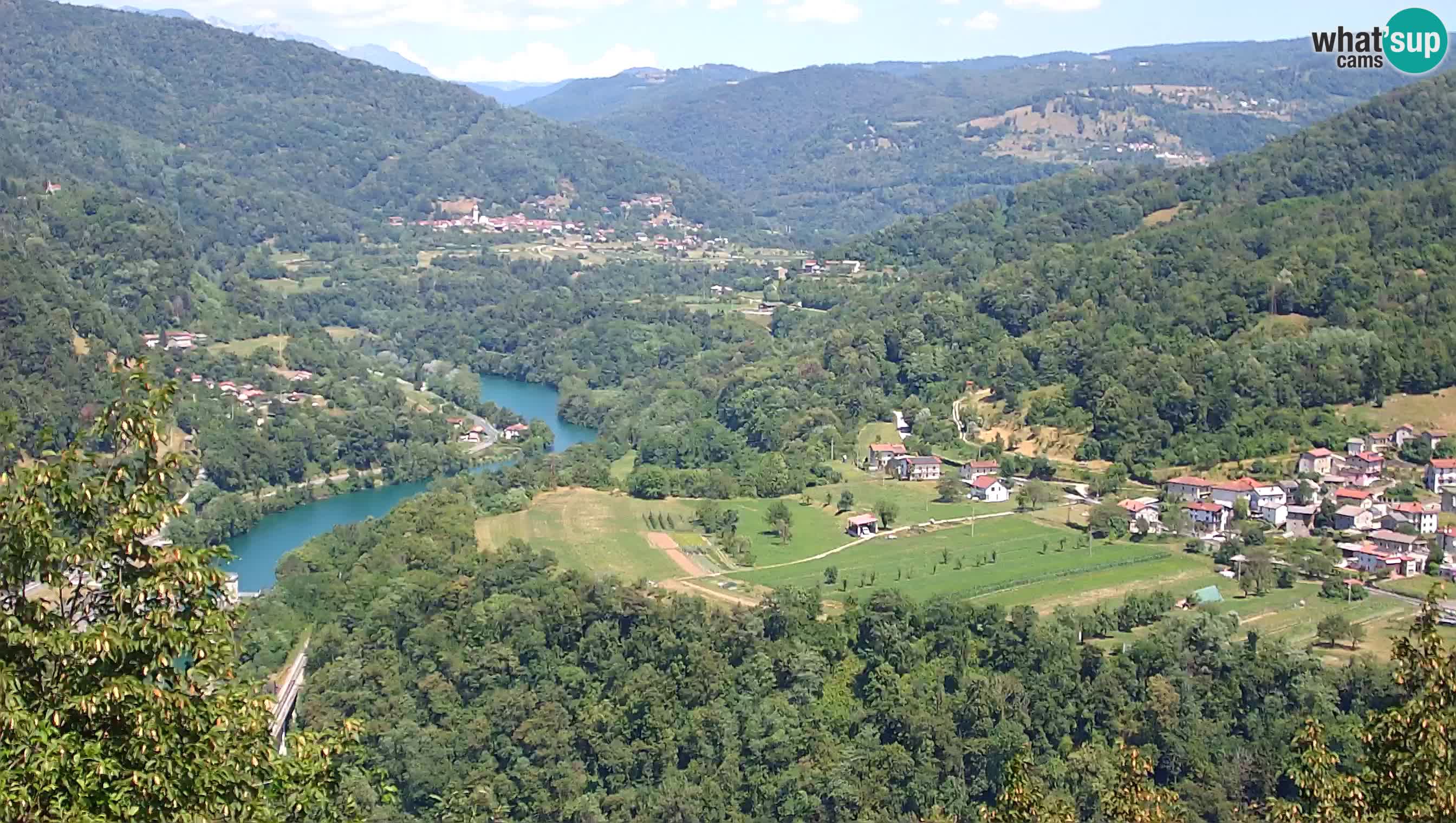 Live Webcam Kanal ob Soči – View to Soča river, Ajba, Bodrež and Ročinj