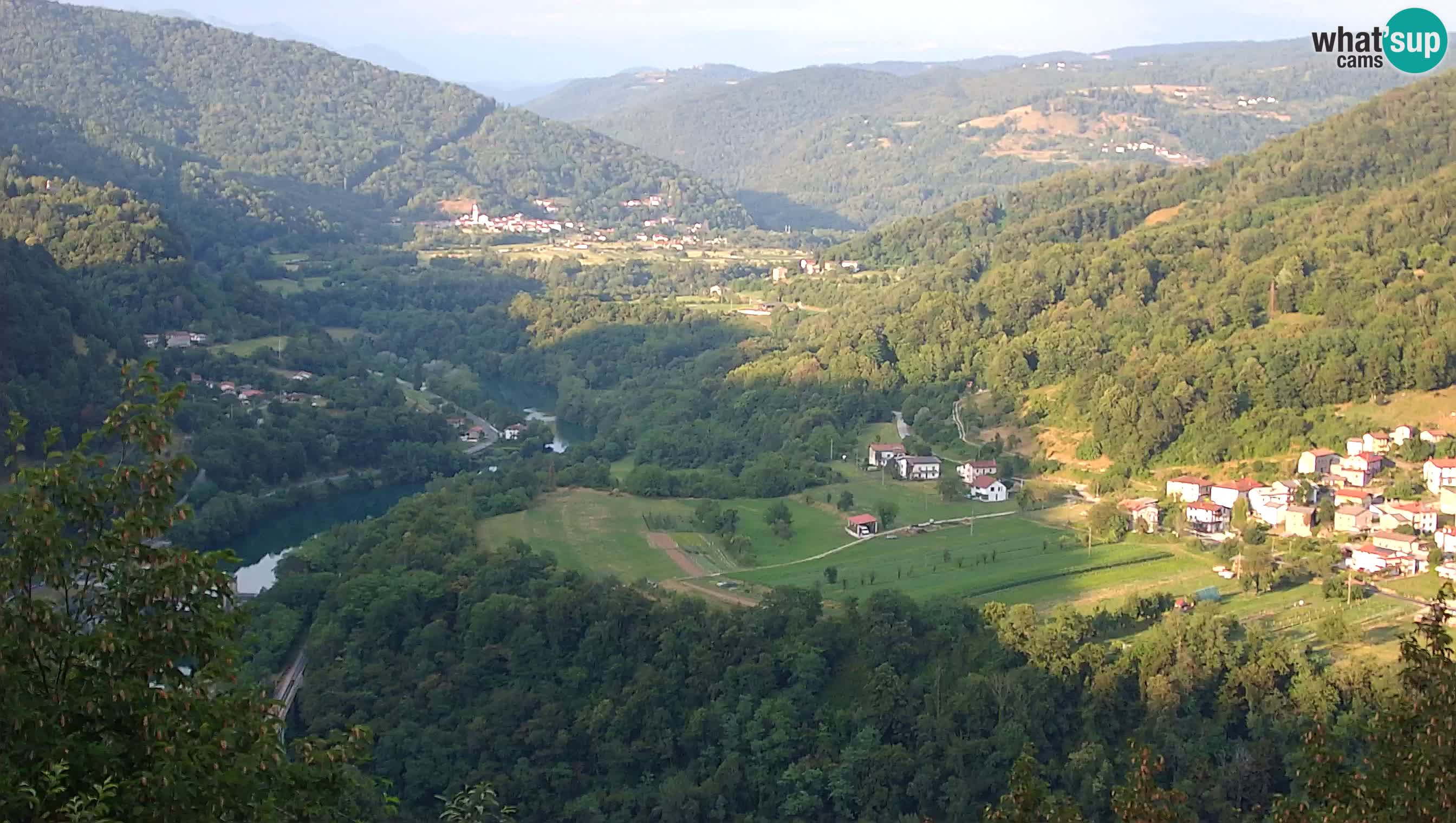 Live Webcam Kanal ob Soči – View to Soča river, Ajba, Bodrež and Ročinj