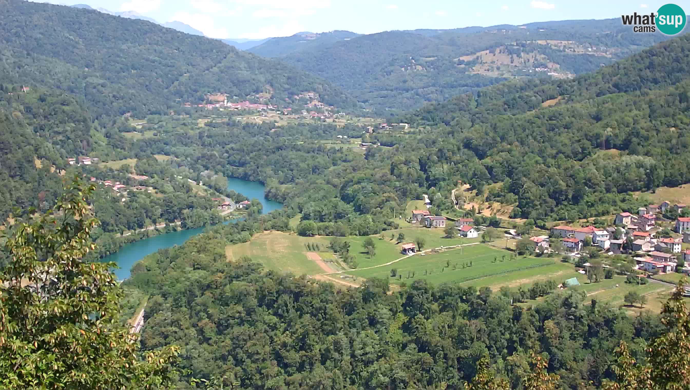 Live Webcam Kanal ob Soči – View to Soča river, Ajba, Bodrež and Ročinj