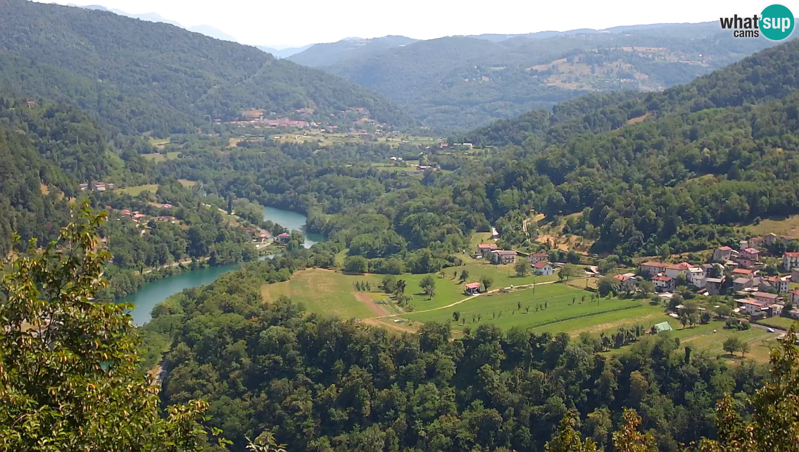 Live Webcam Kanal ob Soči – View to Soča river, Ajba, Bodrež and Ročinj
