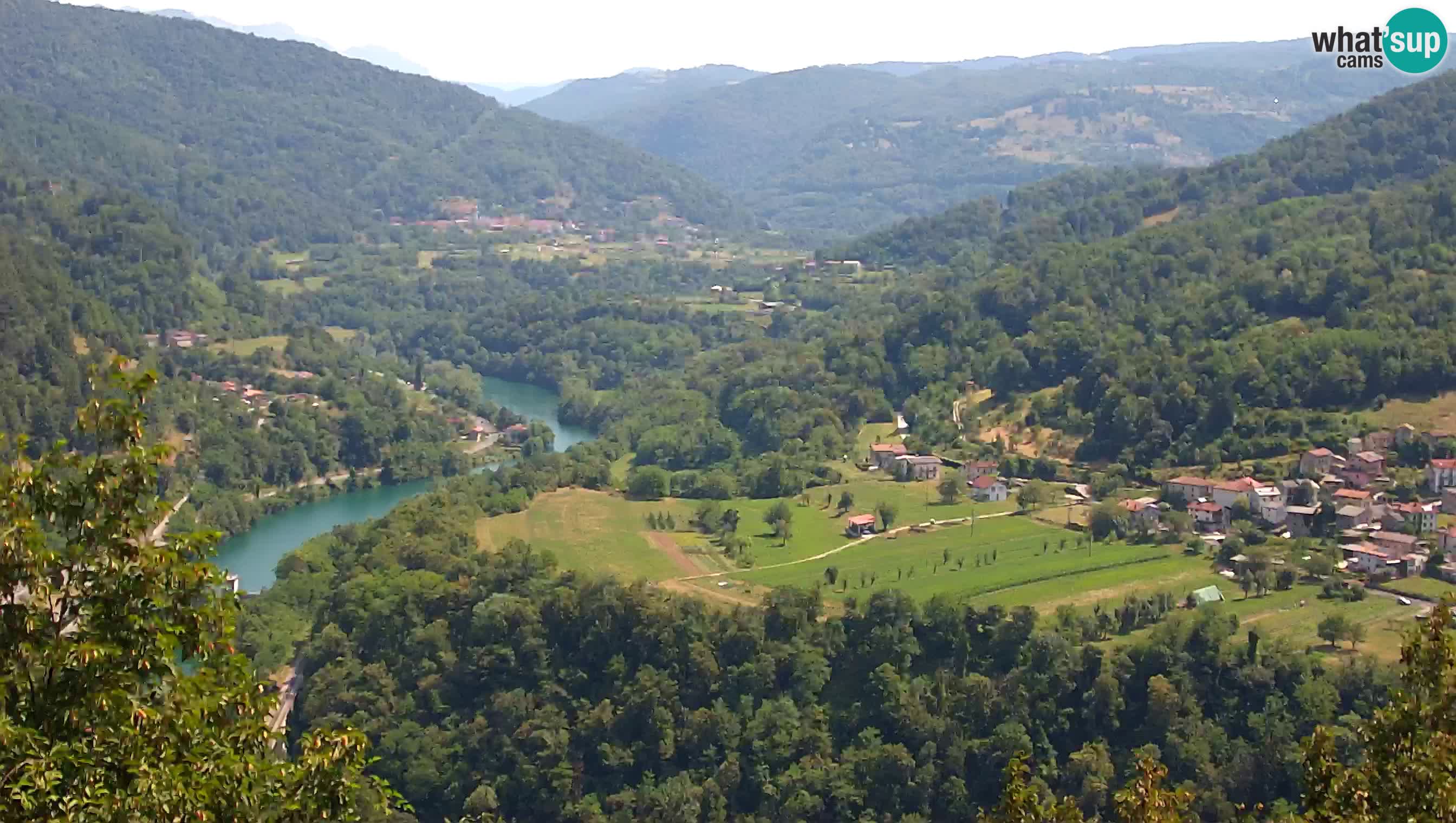Live Webcam Kanal ob Soči – Blick auf den Fluss Soča, Ajba, Bodrež und Ročinj