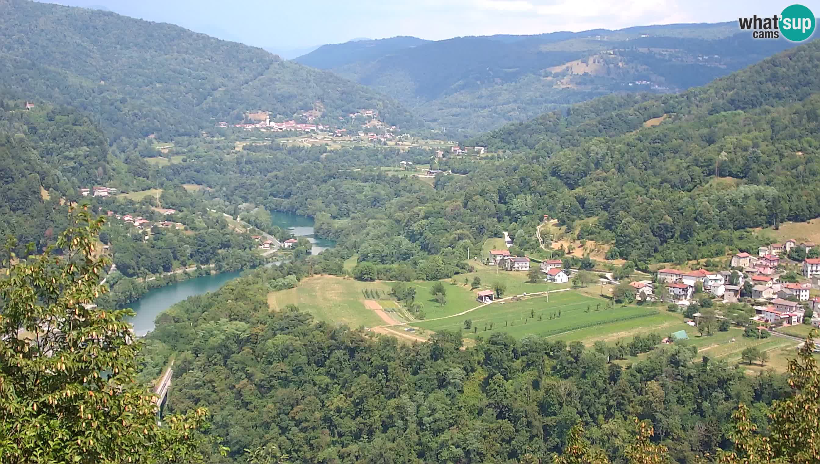 Live Webcam Kanal ob Soči – Blick auf den Fluss Soča, Ajba, Bodrež und Ročinj